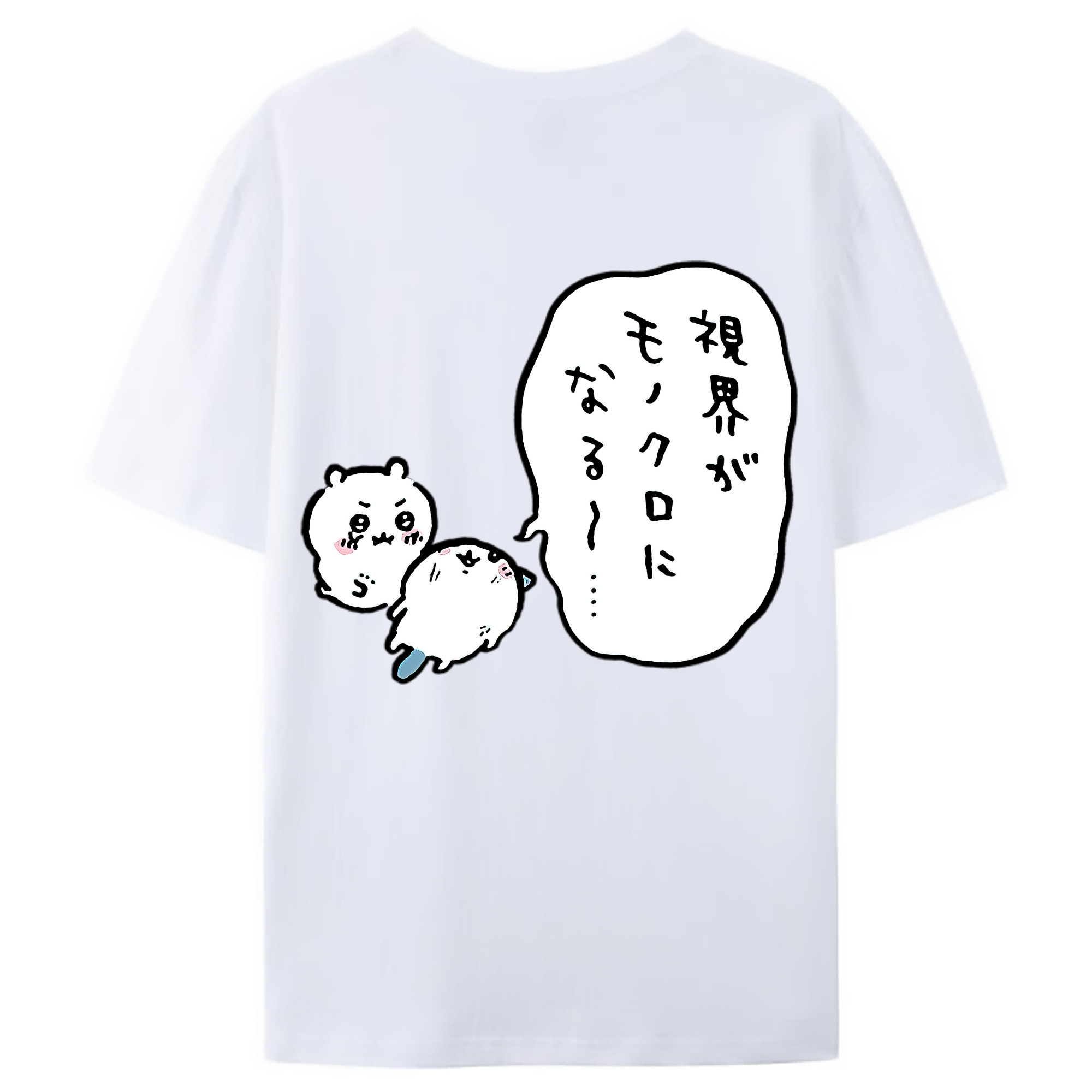 （画像用） ちいかわ ちいかわ Chii-kawa chiikawa 綿100％ メンズ半袖Tシャツ（バックプリント） 通気性