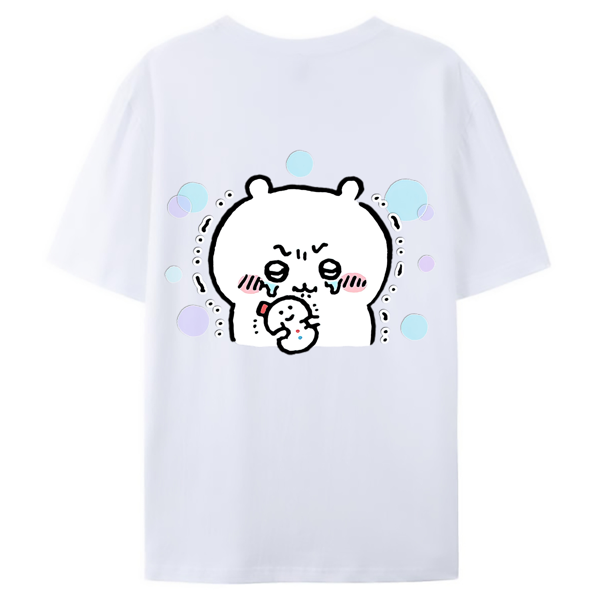 （画像用） ちいかわ ちいかわ Chii-kawa chiikawa 綿100％ メンズ半袖Tシャツ（バックプリント） 通気性