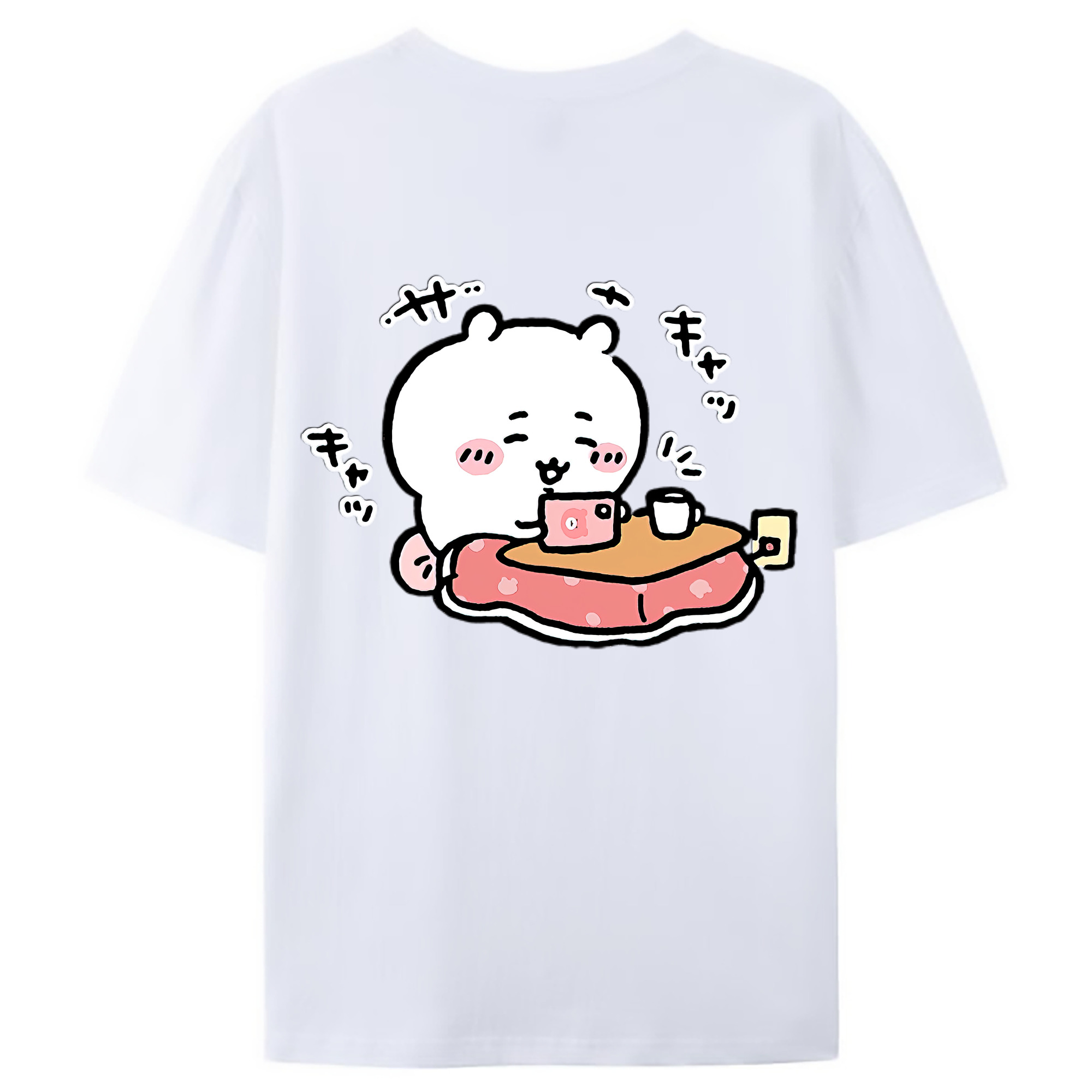 （画像用） ちいかわ ちいかわ Chii-kawa chiikawa 綿100％ メンズ半袖Tシャツ（バックプリント） 通気性