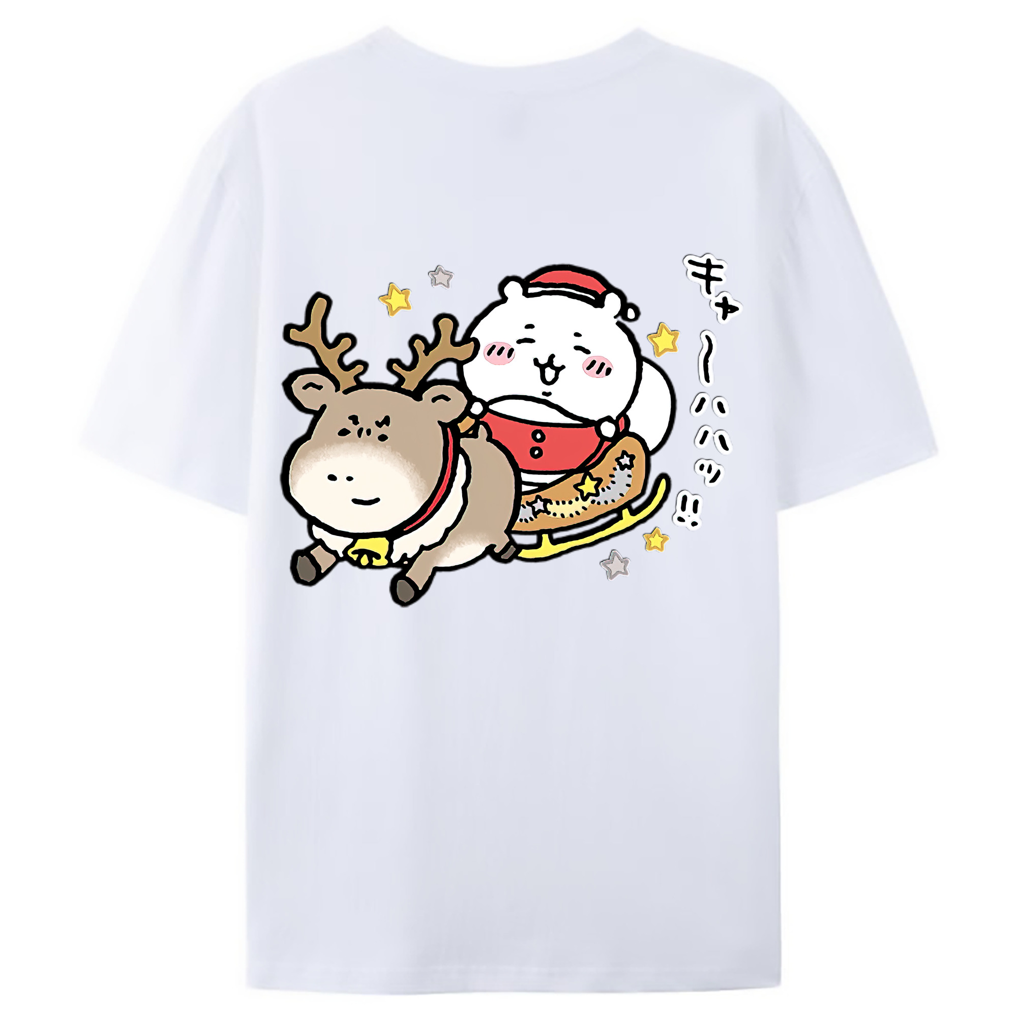 （画像用） ちいかわ ちいかわ Chii-kawa chiikawa 綿100％ メンズ半袖Tシャツ（バックプリント） 通気性