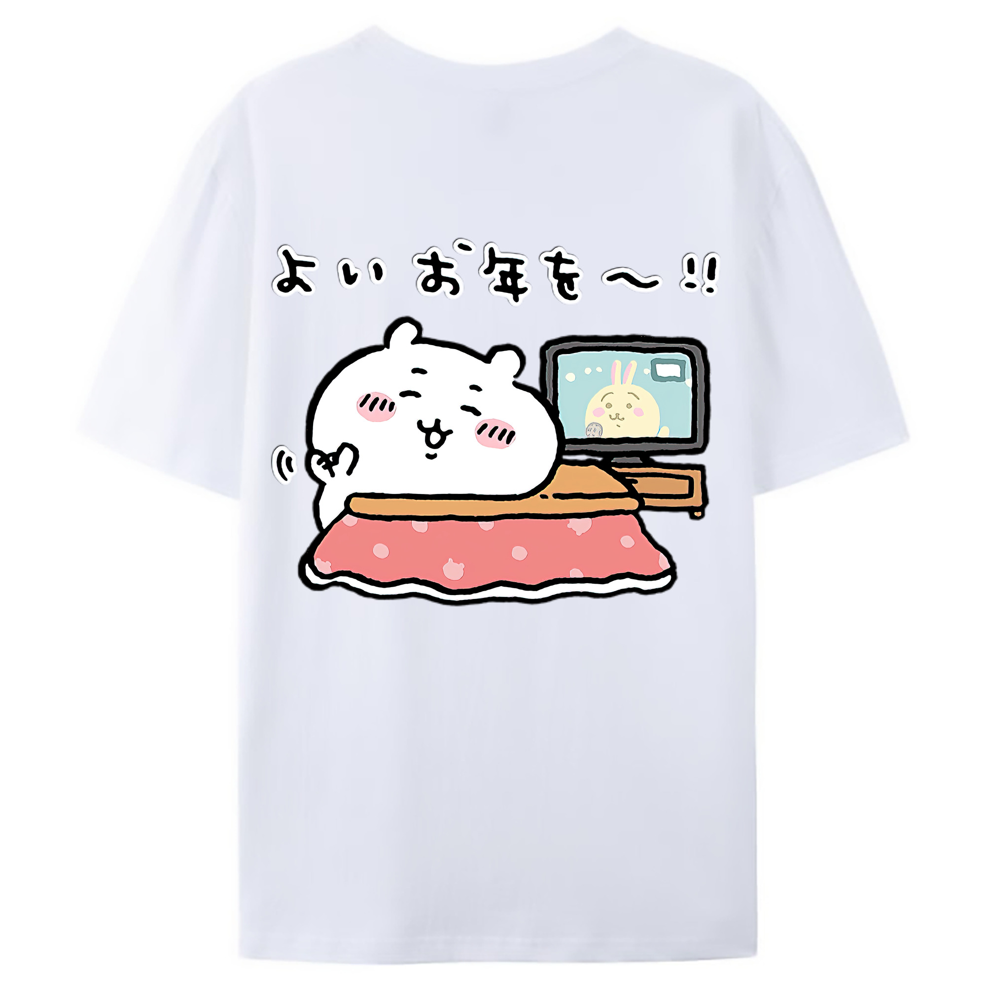 （画像用） ちいかわ ちいかわ Chii-kawa chiikawa 綿100％ メンズ半袖Tシャツ（バックプリント） 通気性