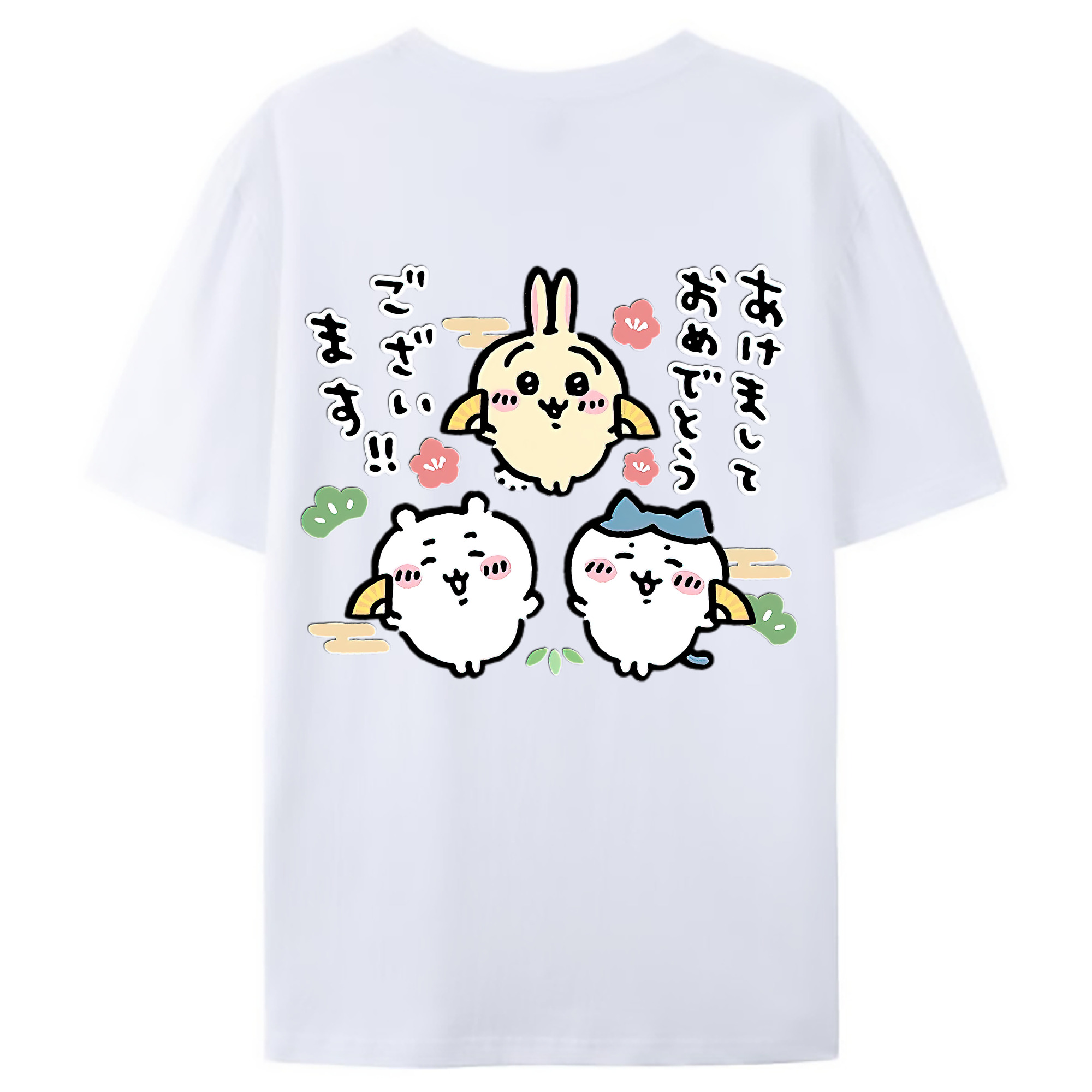（画像用） ちいかわ ちいかわ Chii-kawa chiikawa 綿100％ メンズ半袖Tシャツ（バックプリント） 通気性