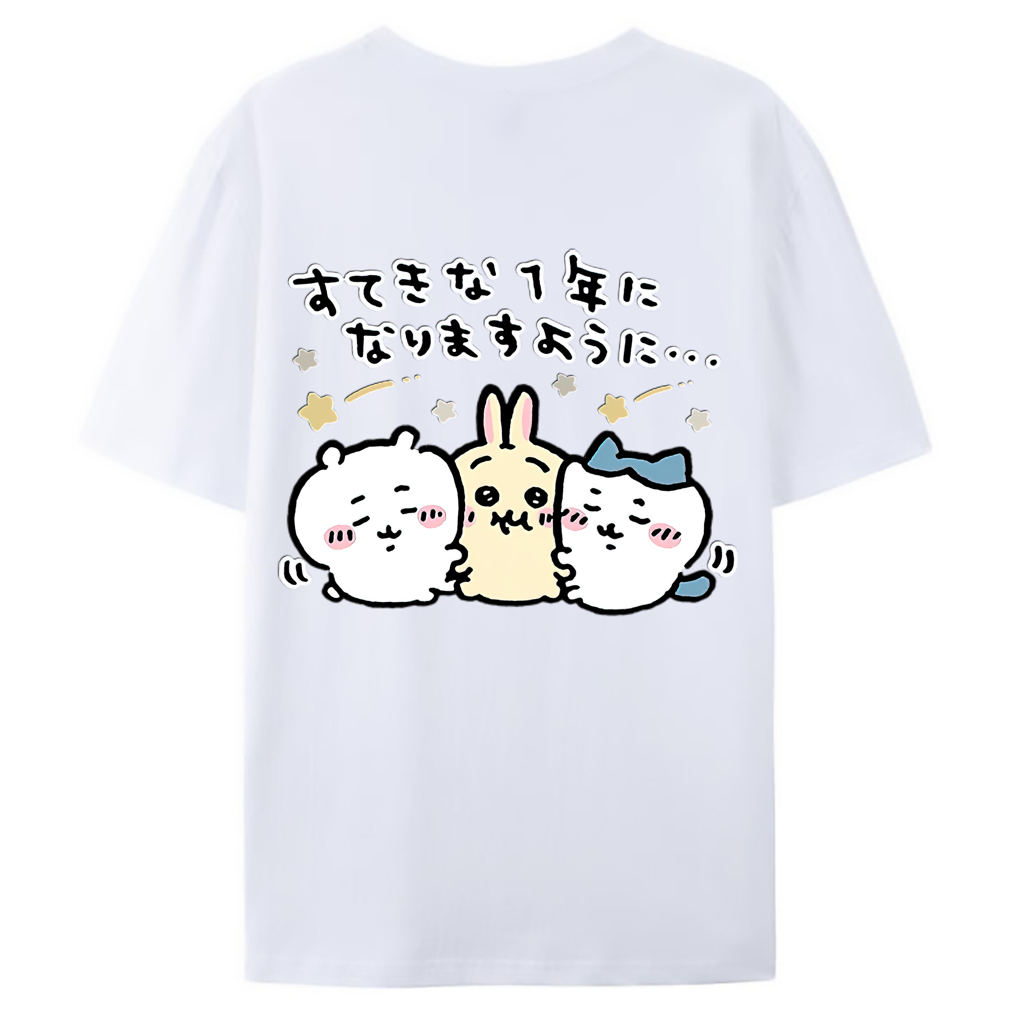 （画像用） ちいかわ ちいかわ Chii-kawa chiikawa 綿100％ メンズ半袖Tシャツ（バックプリント） 通気性