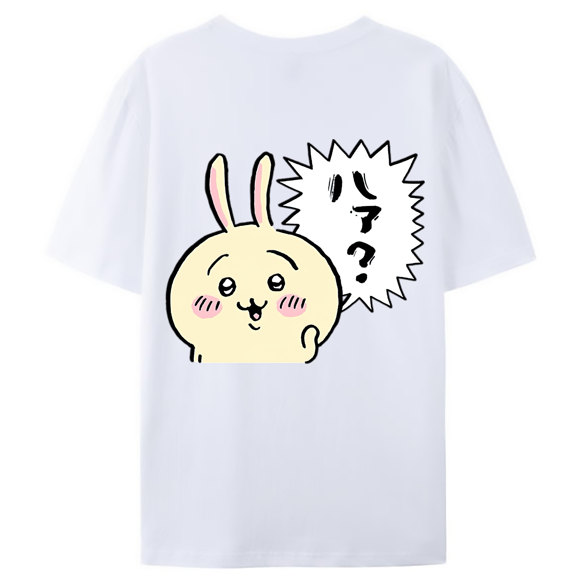 （画像用） ちいかわ うさぎ Chii-kawa usagi 綿100％ メンズ半袖Tシャツ（バックプリント） 通気性