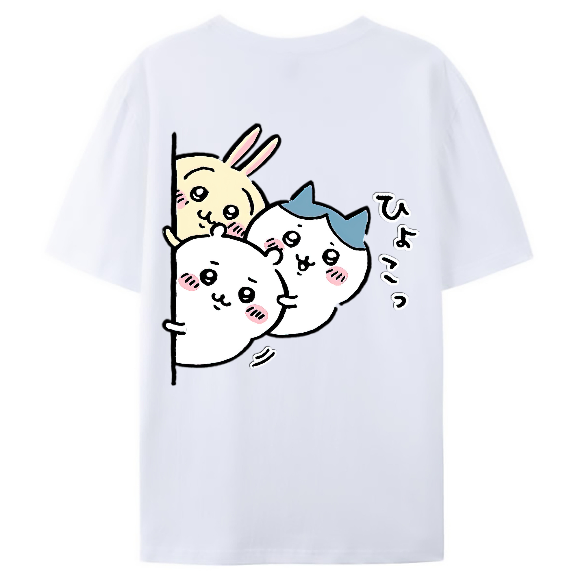 （画像用） ちいかわ うさぎ Chii-kawa usagi 綿100％ メンズ半袖Tシャツ（バックプリント） 通気性