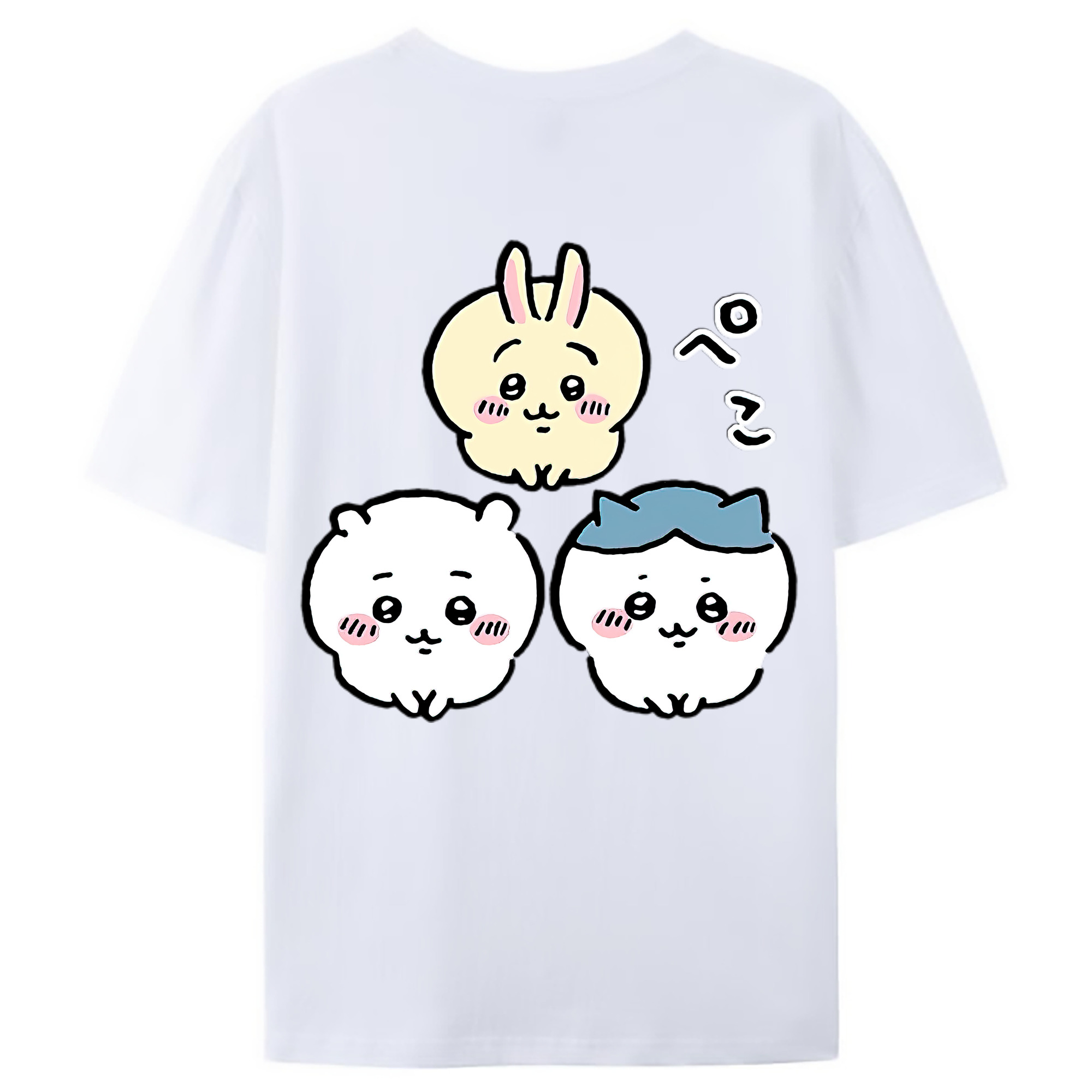 （画像用） ちいかわ うさぎ Chii-kawa usagi 綿100％ メンズ半袖Tシャツ（バックプリント） 通気性