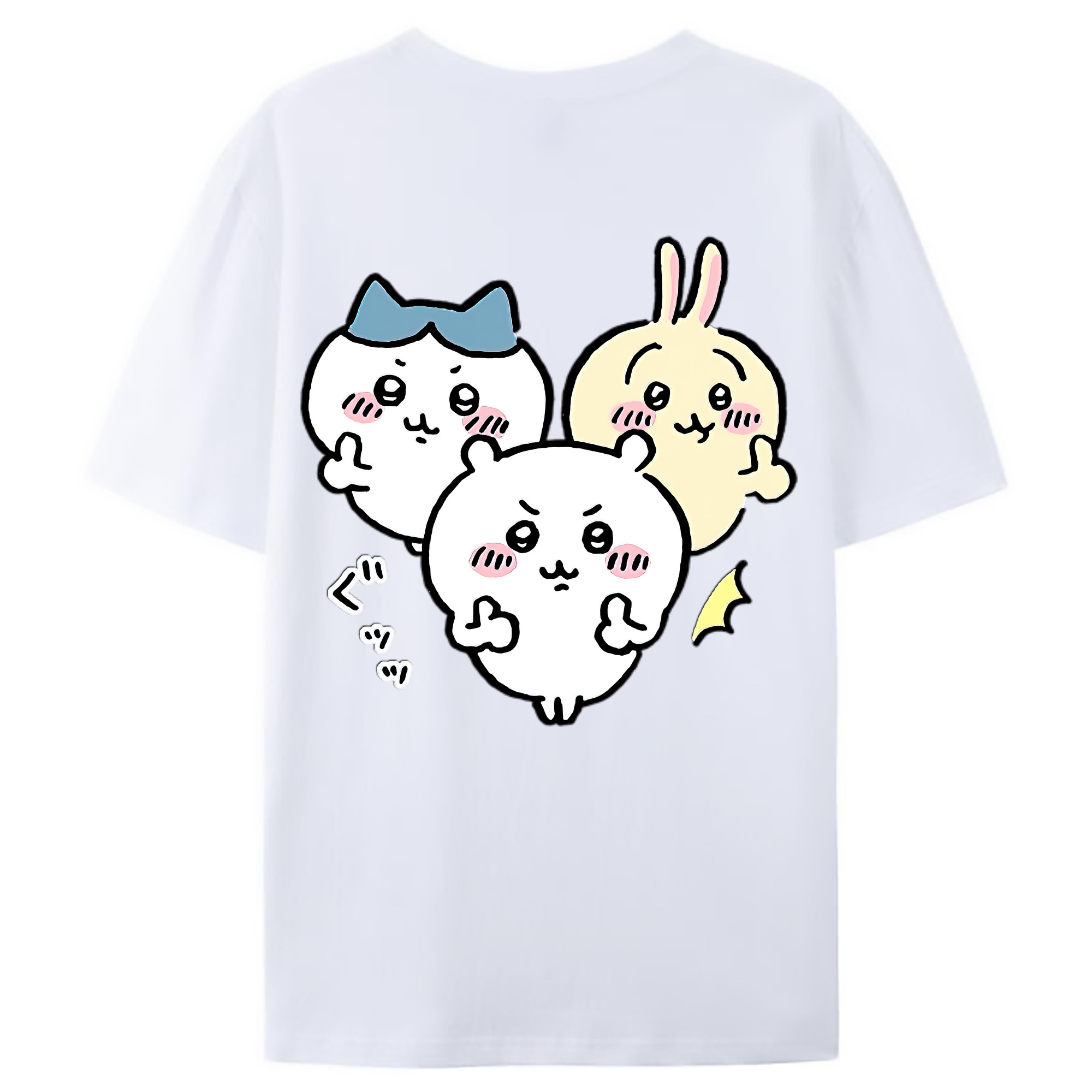 （画像用） ちいかわ うさぎ Chii-kawa usagi 綿100％ メンズ半袖Tシャツ（バックプリント） 通気性