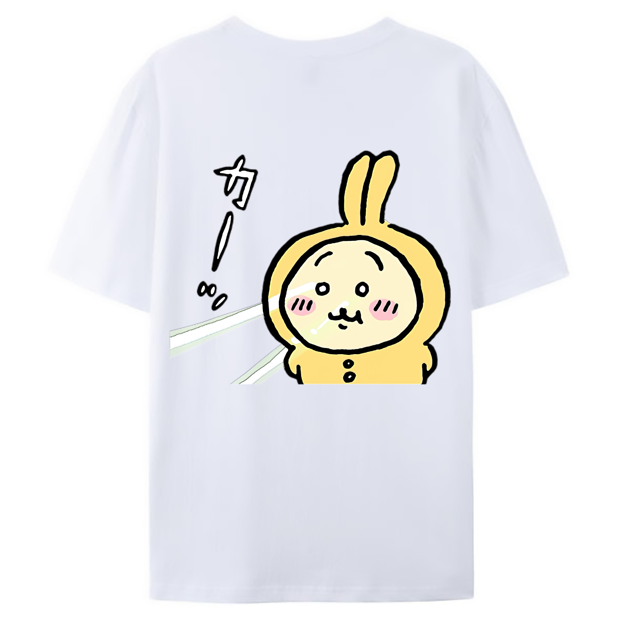 （画像用） ちいかわ うさぎ Chii-kawa usagi 綿100％ メンズ半袖Tシャツ（バックプリント） 通気性