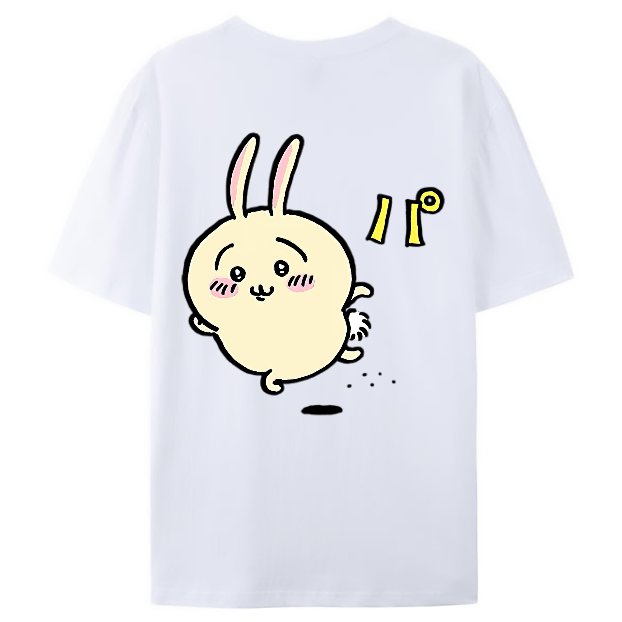 （画像用） ちいかわ うさぎ Chii-kawa usagi 綿100％ メンズ半袖Tシャツ（バックプリント） 通気性