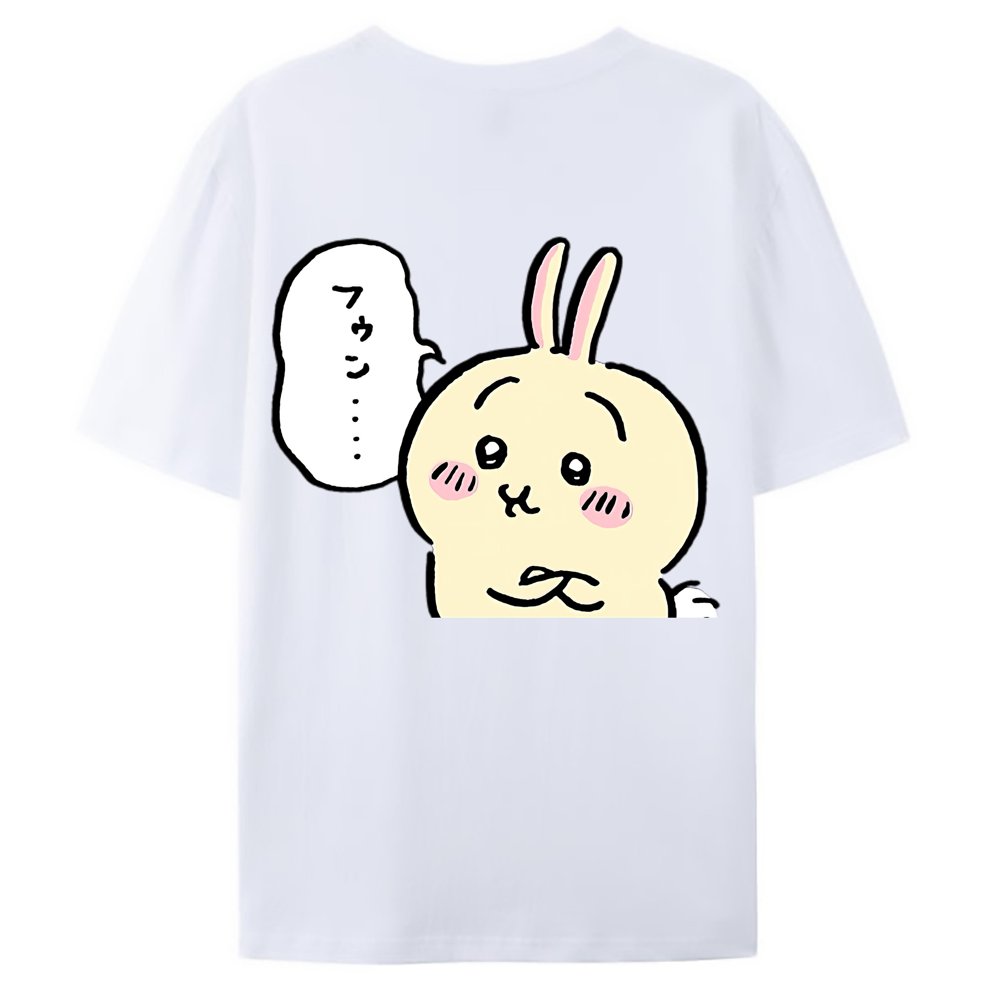 （画像用） ちいかわ うさぎ Chii-kawa usagi 綿100％ メンズ半袖Tシャツ（バックプリント） 通気性