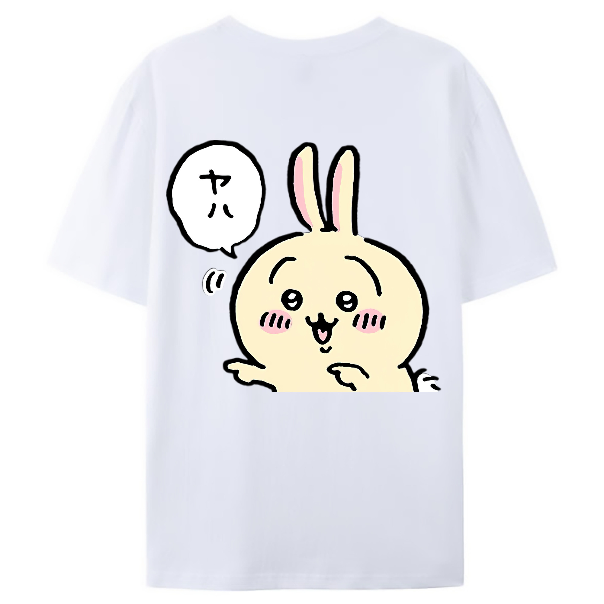 （画像用） ちいかわ うさぎ Chii-kawa usagi 綿100％ メンズ半袖Tシャツ（バックプリント） 通気性