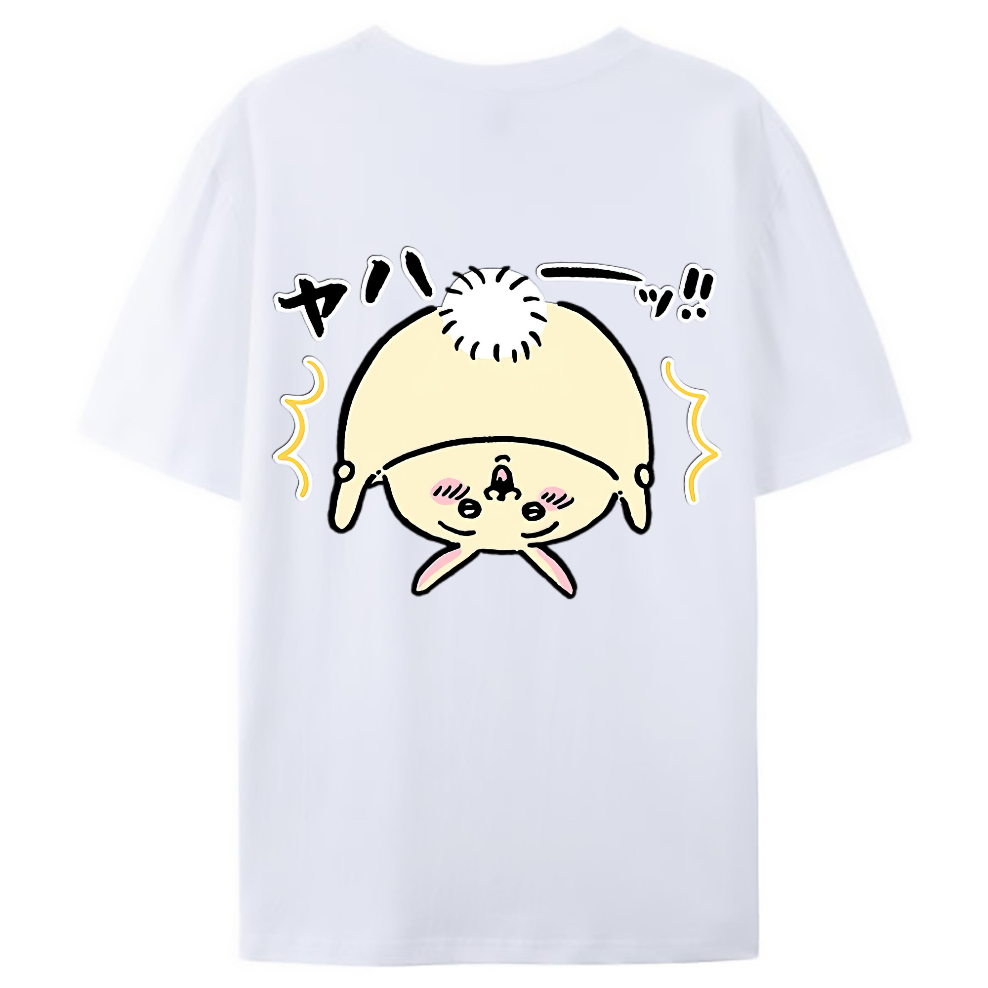 （画像用） ちいかわ うさぎ Chii-kawa usagi 綿100％ メンズ半袖Tシャツ（バックプリント） 通気性