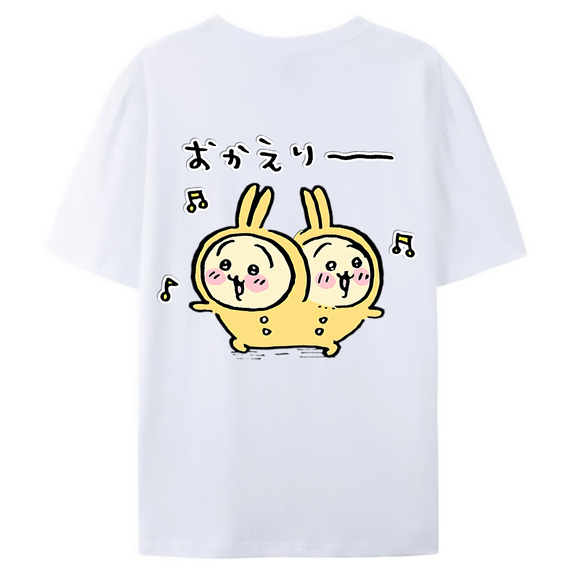 （画像用） ちいかわ うさぎ Chii-kawa usagi 綿100％ メンズ半袖Tシャツ（バックプリント） 通気性