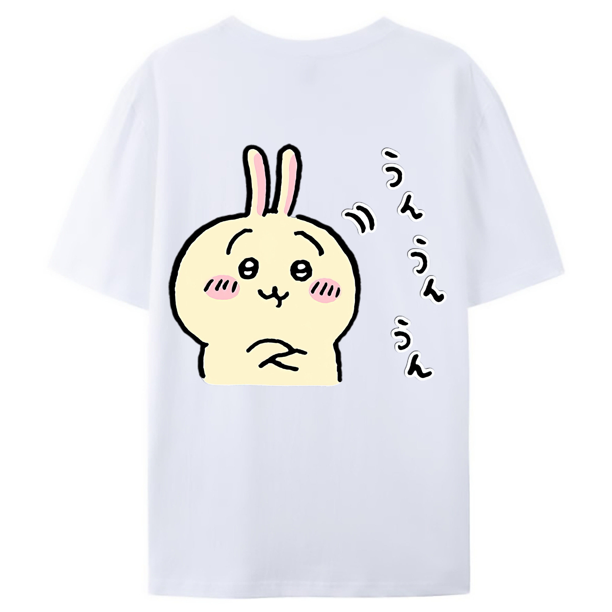 （画像用） ちいかわ うさぎ Chii-kawa usagi 綿100％ メンズ半袖Tシャツ（バックプリント） 通気性