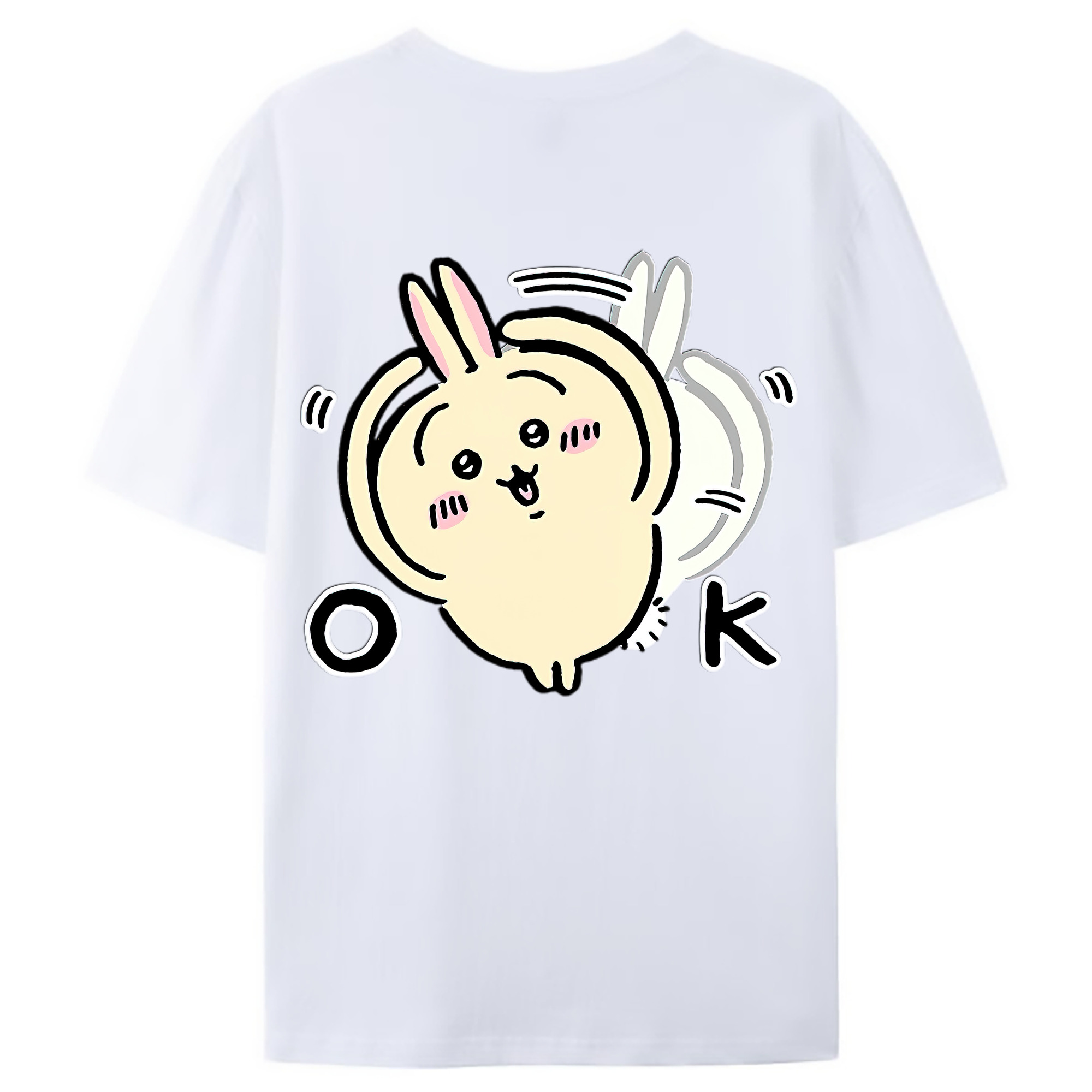 （画像用） ちいかわ うさぎ Chii-kawa usagi 綿100％ メンズ半袖Tシャツ（バックプリント） 通気性