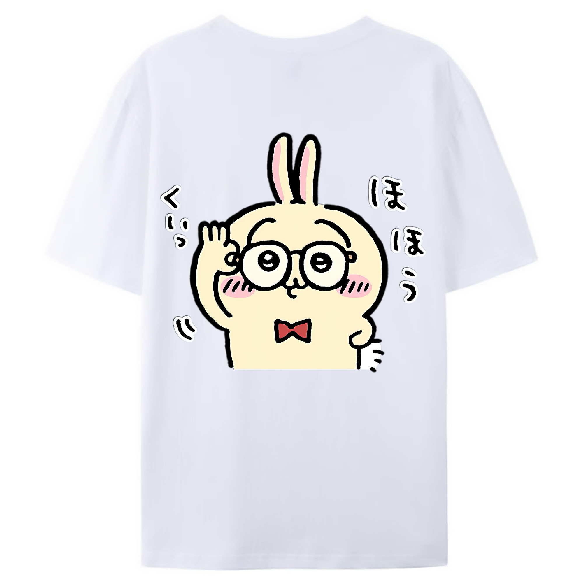 （画像用） ちいかわ うさぎ Chii-kawa usagi 綿100％ メンズ半袖Tシャツ（バックプリント） 通気性