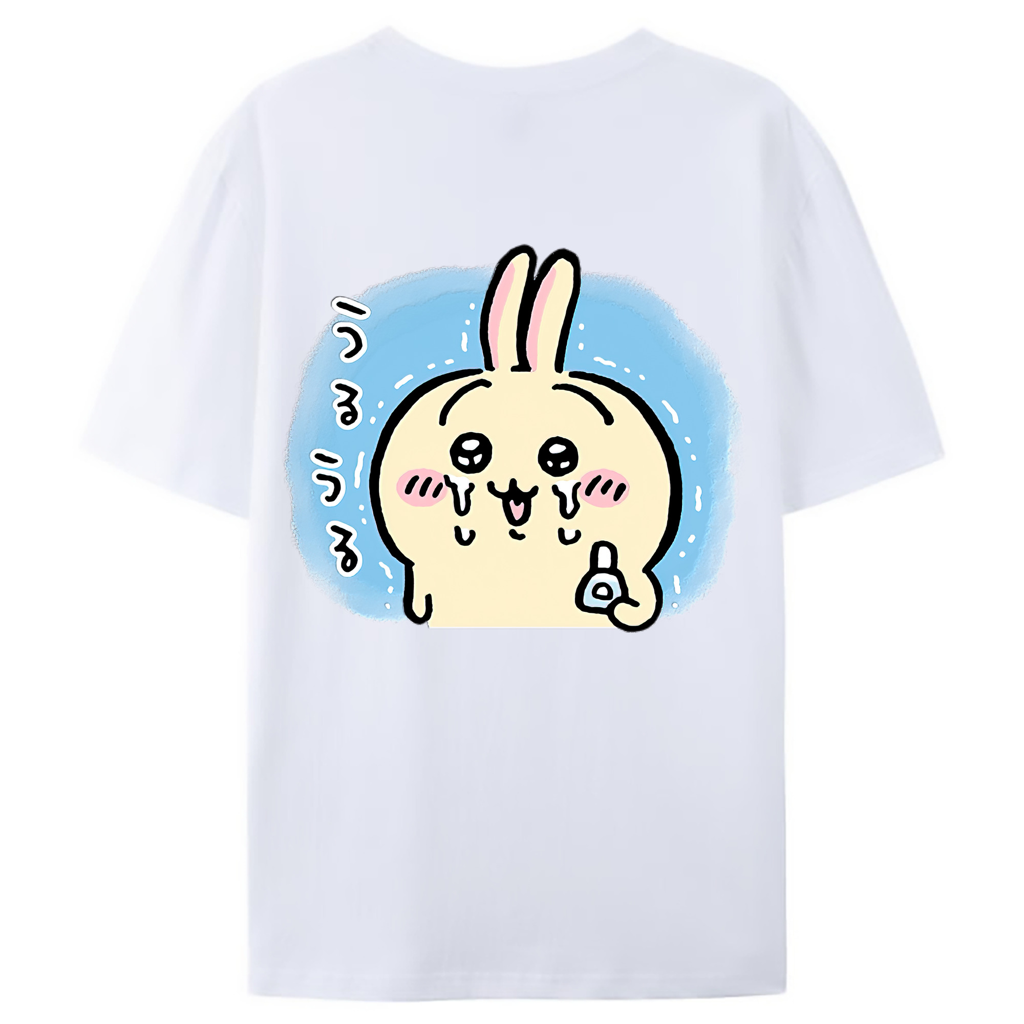 （画像用） ちいかわ うさぎ Chii-kawa usagi 綿100％ メンズ半袖Tシャツ（バックプリント） 通気性