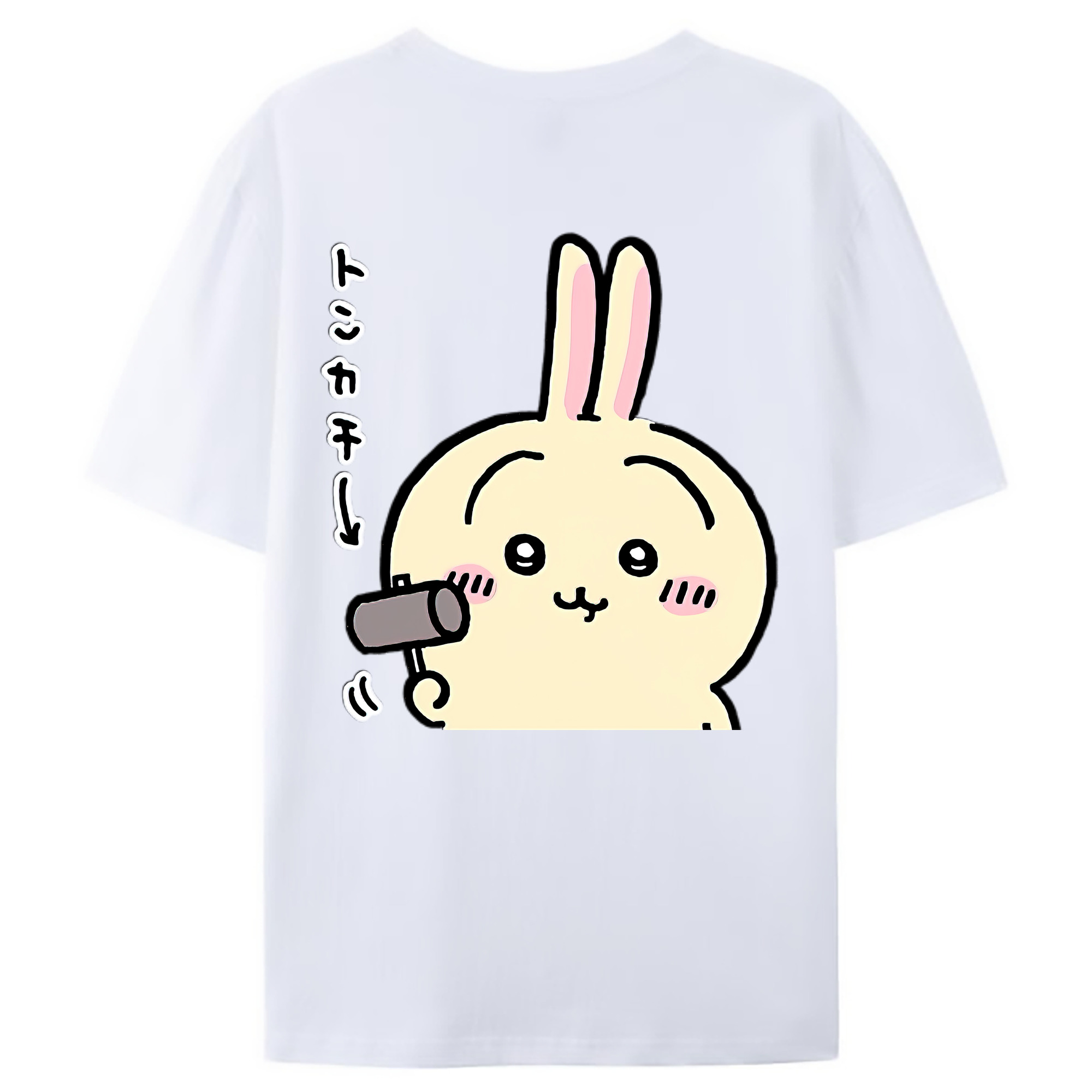 （画像用） ちいかわ うさぎ Chii-kawa usagi 綿100％ メンズ半袖Tシャツ（バックプリント） 通気性