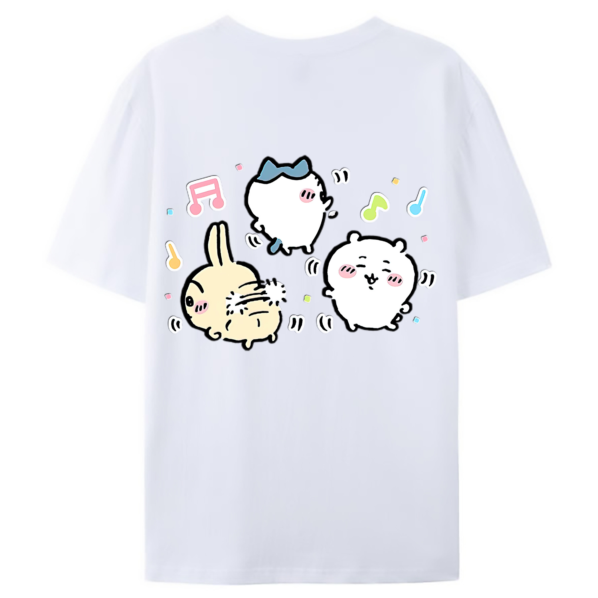 （画像用） ちいかわ うさぎ Chii-kawa usagi 綿100％ メンズ半袖Tシャツ（バックプリント） 通気性