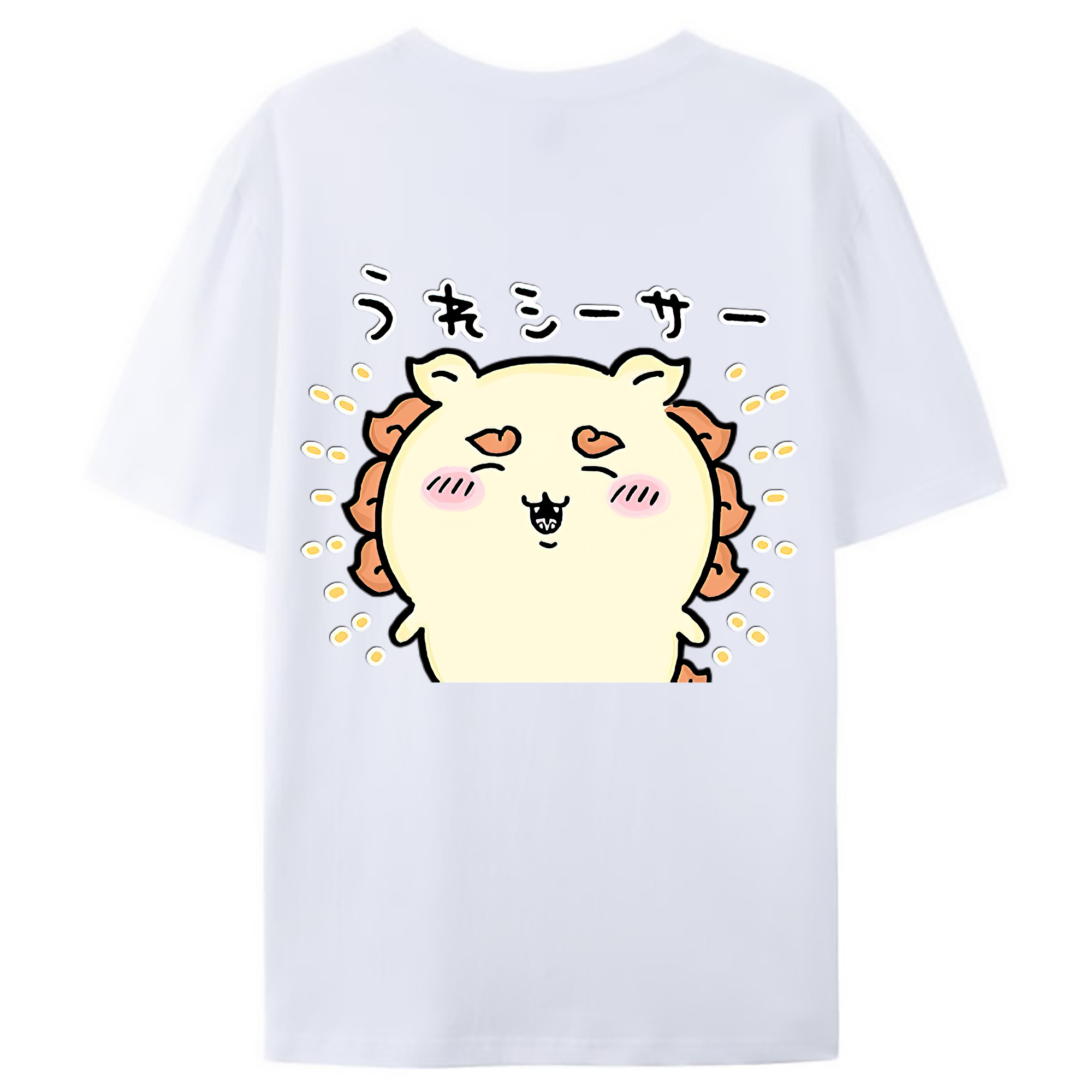 （画像用） ちいかわ シーサー Chii-kawa Shisa 綿100％ メンズ半袖Tシャツ（バックプリント） 通気性