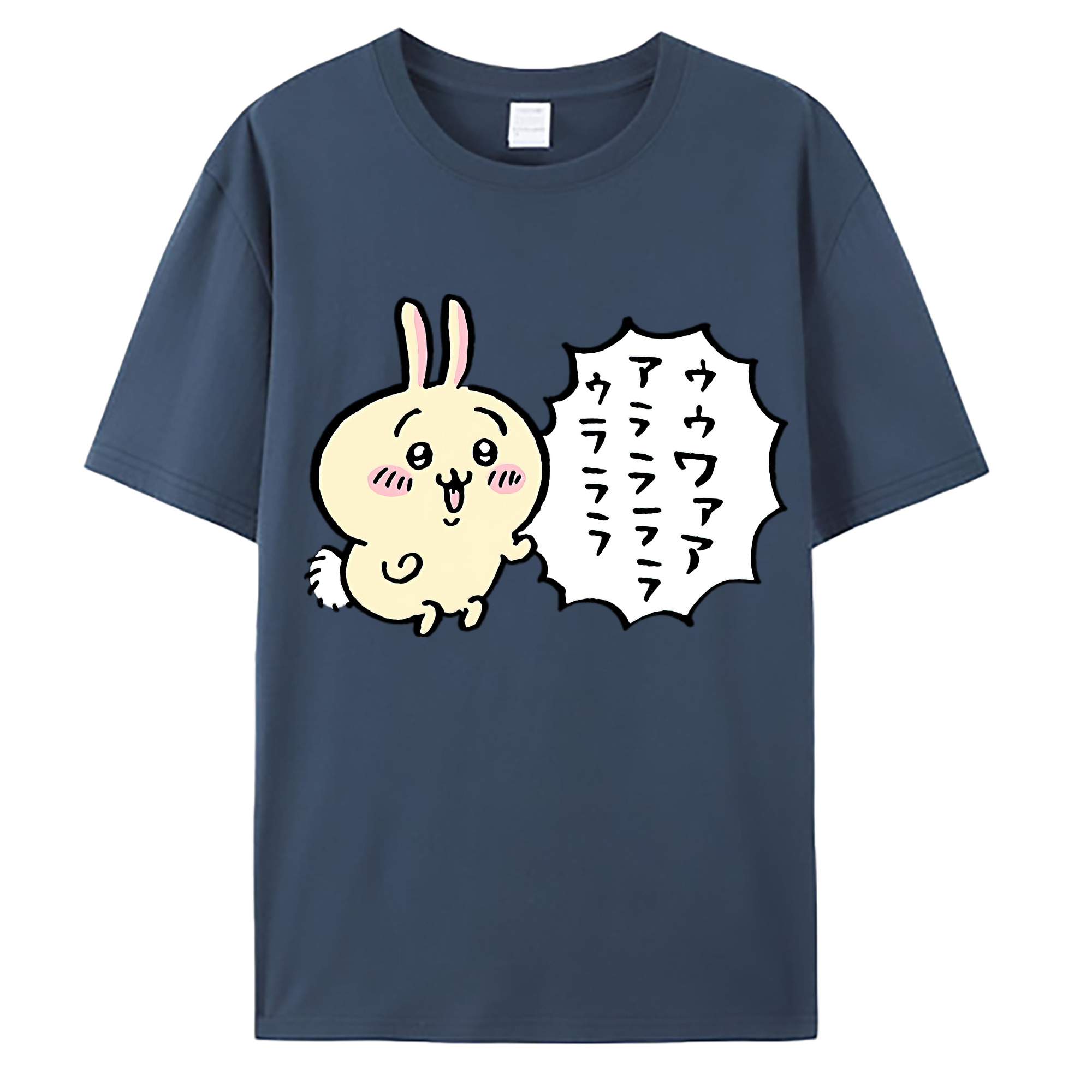 （画像用） ちいかわ うさぎ Chii-kawa usagi 綿100％ メンズ半袖Tシャツ｜肌触りやわらか＆通気性