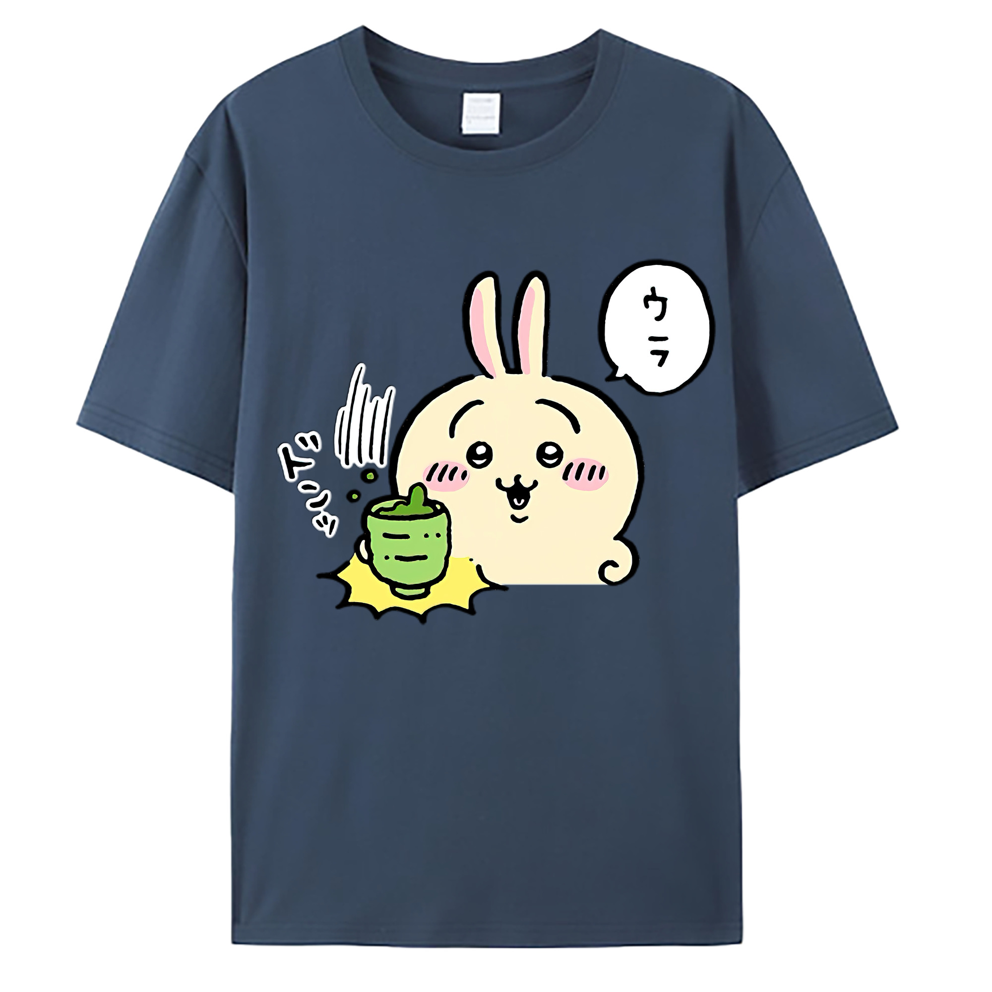 （画像用） ちいかわ うさぎ Chii-kawa usagi 綿100％ メンズ半袖Tシャツ｜肌触りやわらか＆通気性