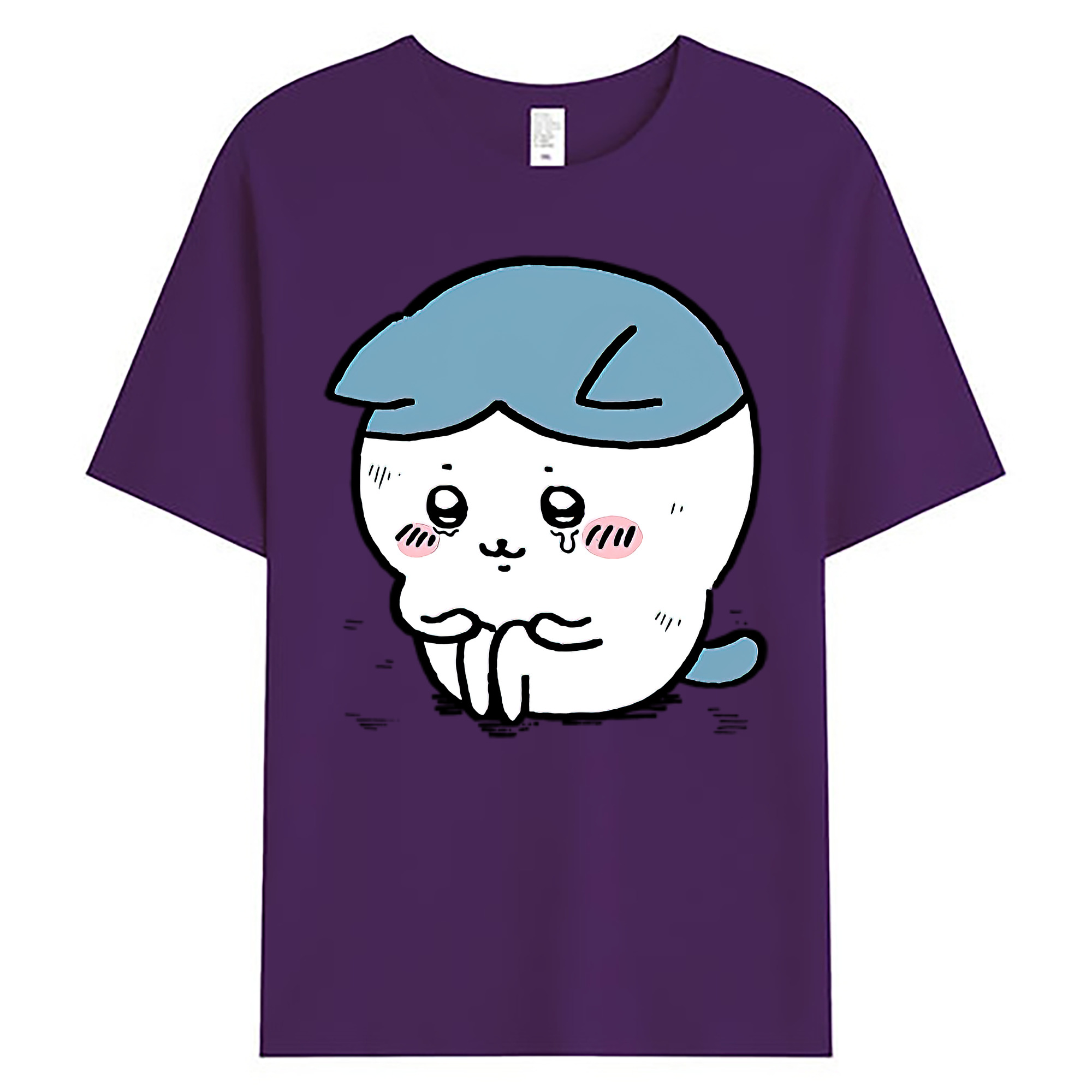 （画像用） ちいかわ ハチワレ Chii-kawa hachiware 綿100％ メンズ半袖Tシャツ｜肌触りやわらか＆通気性