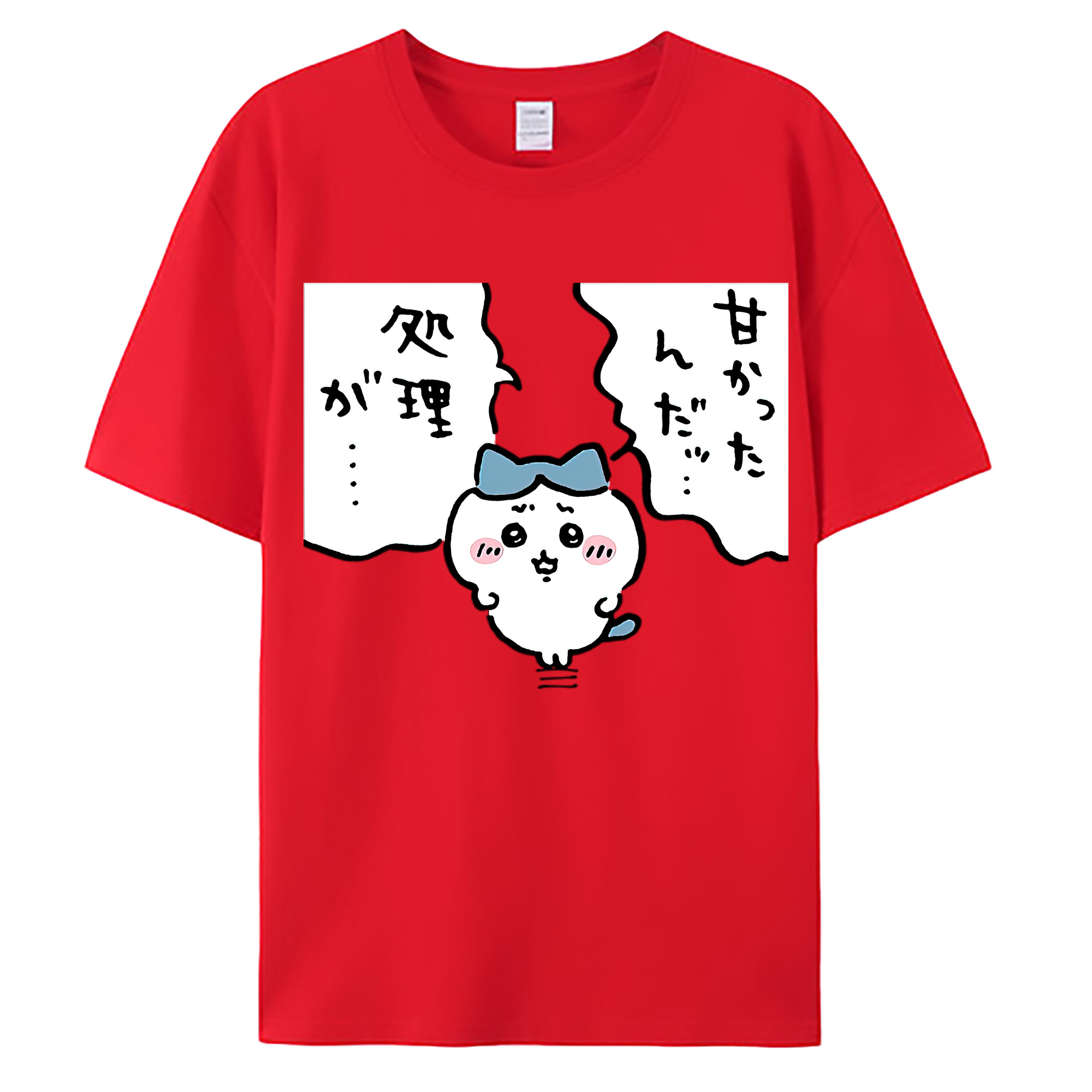 （画像用） ちいかわ ハチワレ Chii-kawa hachiware 綿100％ メンズ半袖Tシャツ｜肌触りやわらか＆通気性