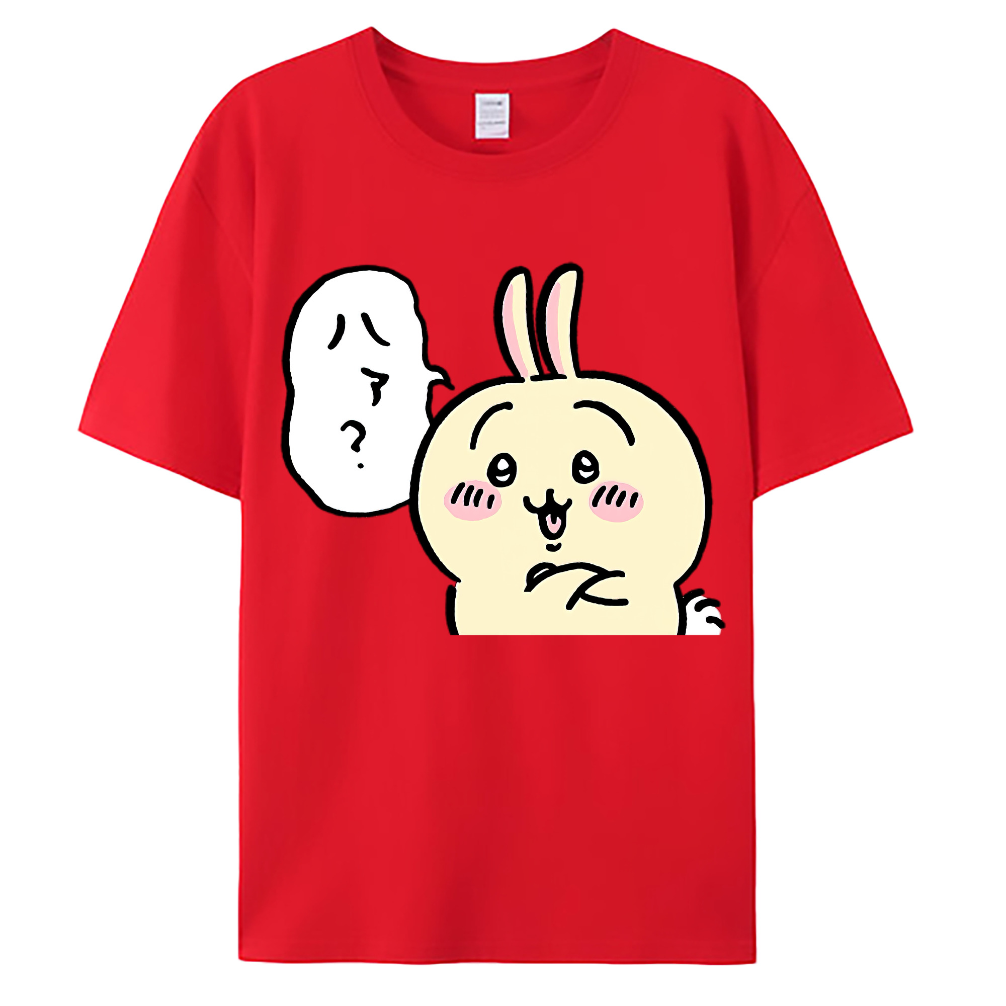 （画像用） ちいかわ うさぎ Chii-kawa usagi 綿100％ メンズ半袖Tシャツ｜肌触りやわらか＆通気性