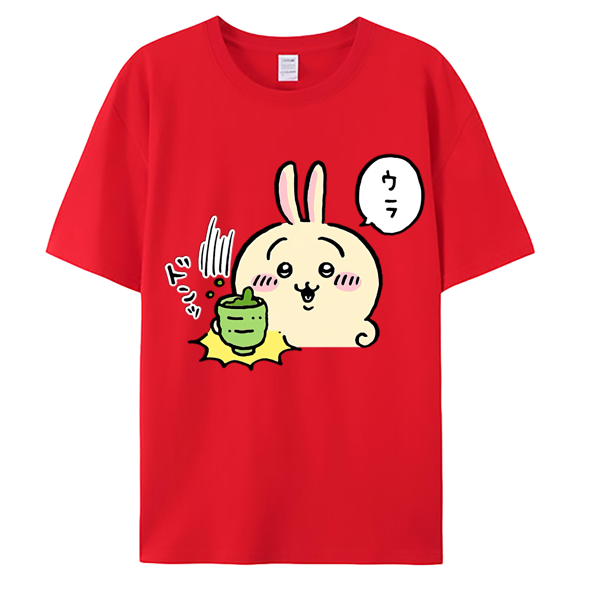 （画像用） ちいかわ うさぎ Chii-kawa usagi 綿100％ メンズ半袖Tシャツ｜肌触りやわらか＆通気性