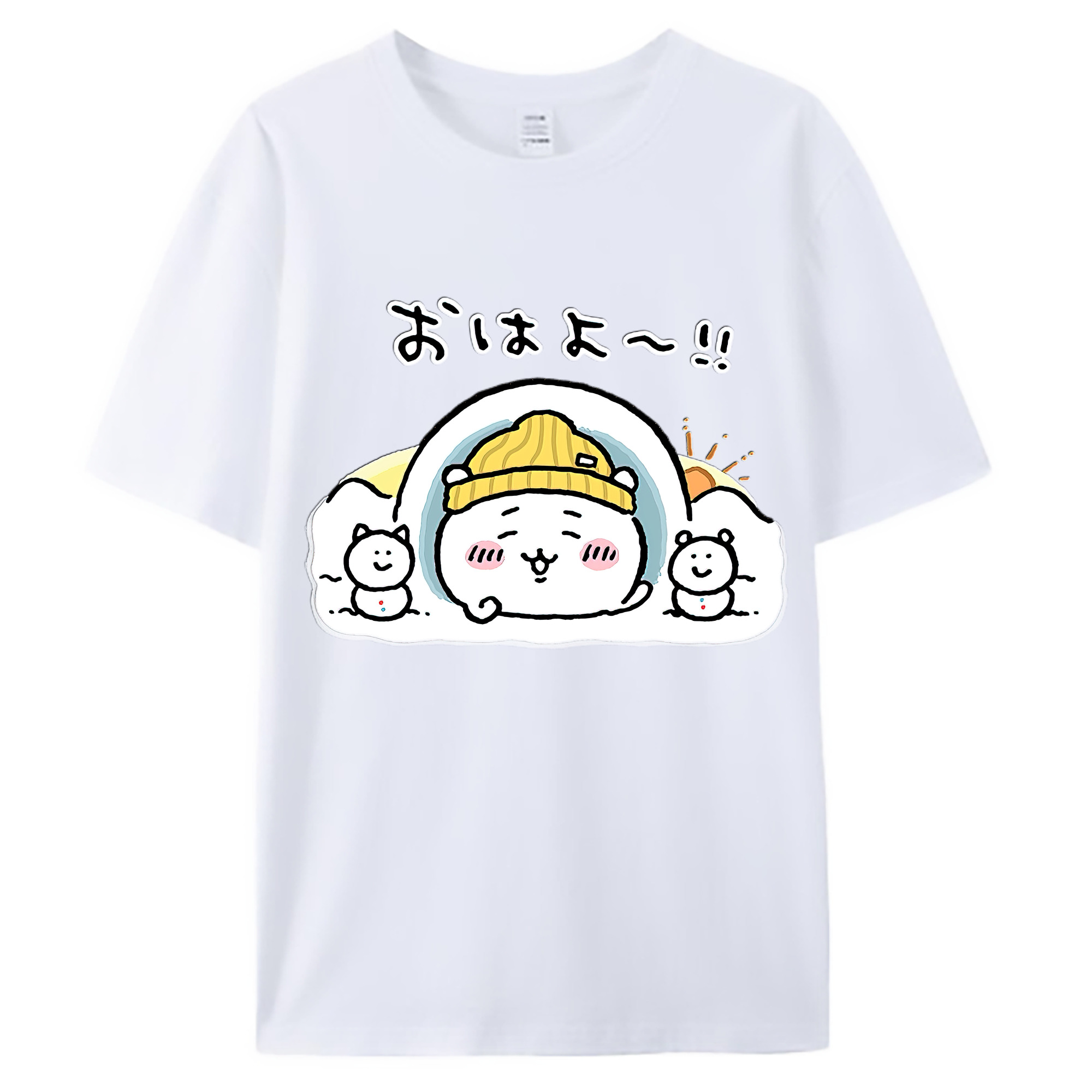 （画像用） ちいかわ ちいかわ Chii-kawa chiikawa 綿100％ メンズ半袖Tシャツ｜肌触りやわらか＆通気性