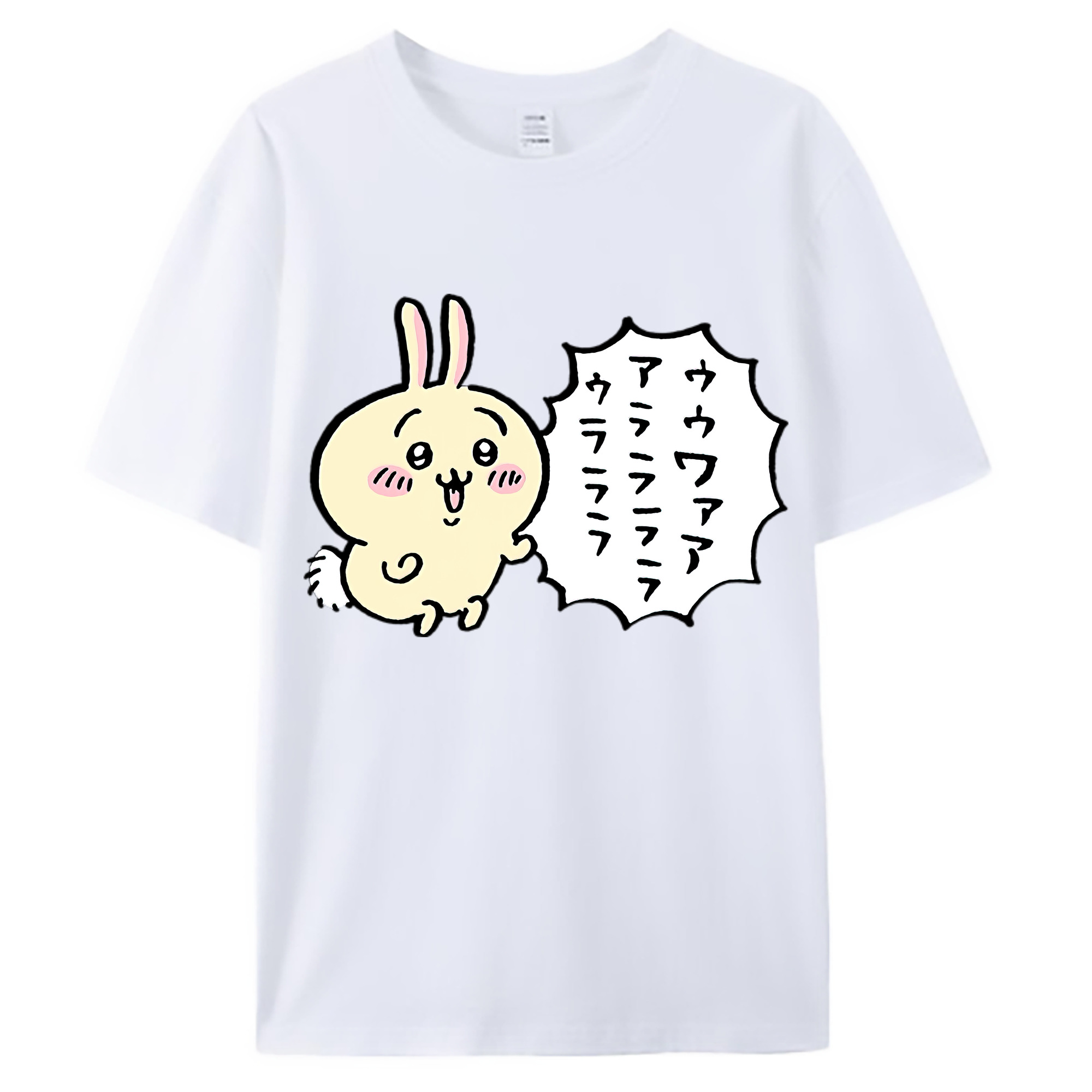 （画像用） ちいかわ うさぎ Chii-kawa usagi 綿100％ メンズ半袖Tシャツ｜肌触りやわらか＆通気性