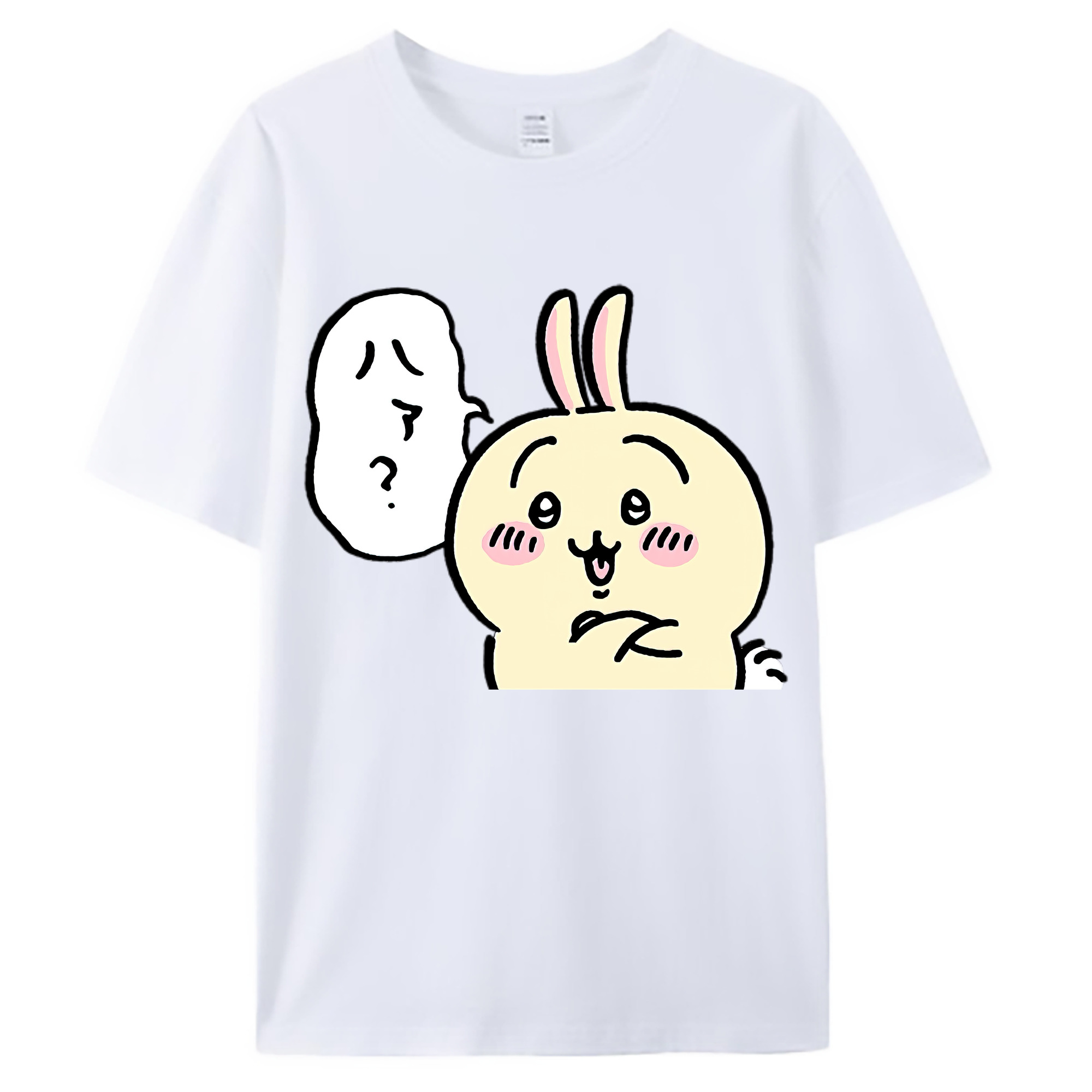 （画像用） ちいかわ うさぎ Chii-kawa usagi 綿100％ メンズ半袖Tシャツ｜肌触りやわらか＆通気性
