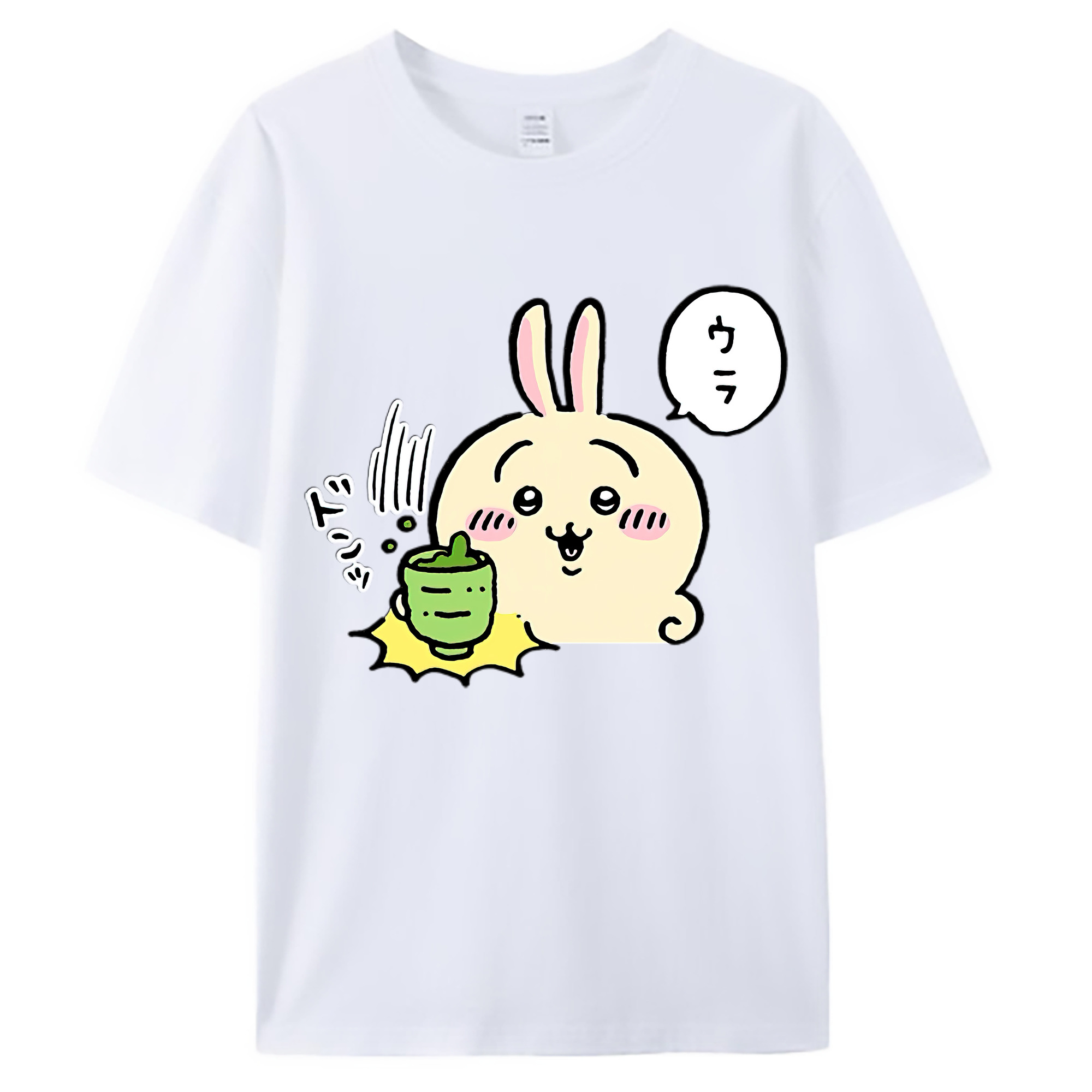 （画像用） ちいかわ うさぎ Chii-kawa usagi 綿100％ メンズ半袖Tシャツ｜肌触りやわらか＆通気性