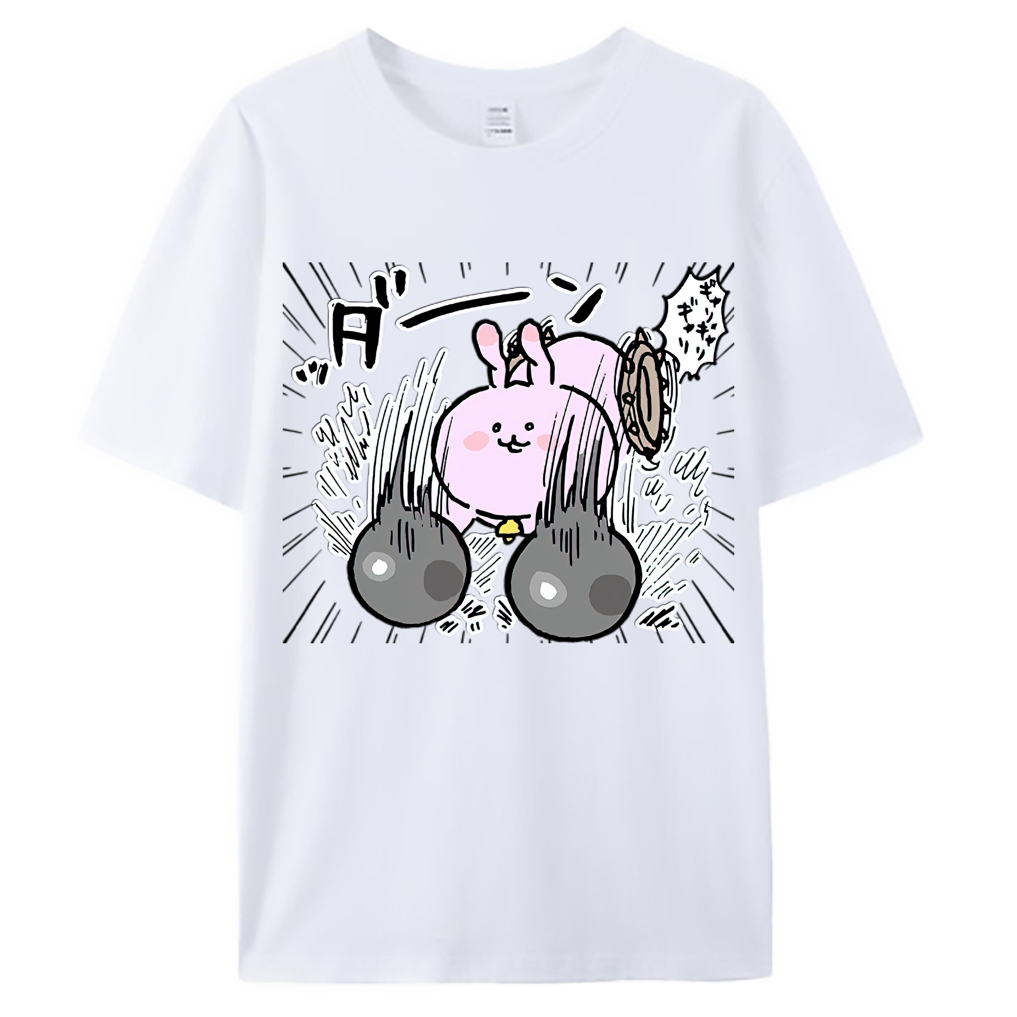 （画像用） ちいかわ うさぎ Chii-kawa usagi 綿100％ メンズ半袖Tシャツ｜肌触りやわらか＆通気性