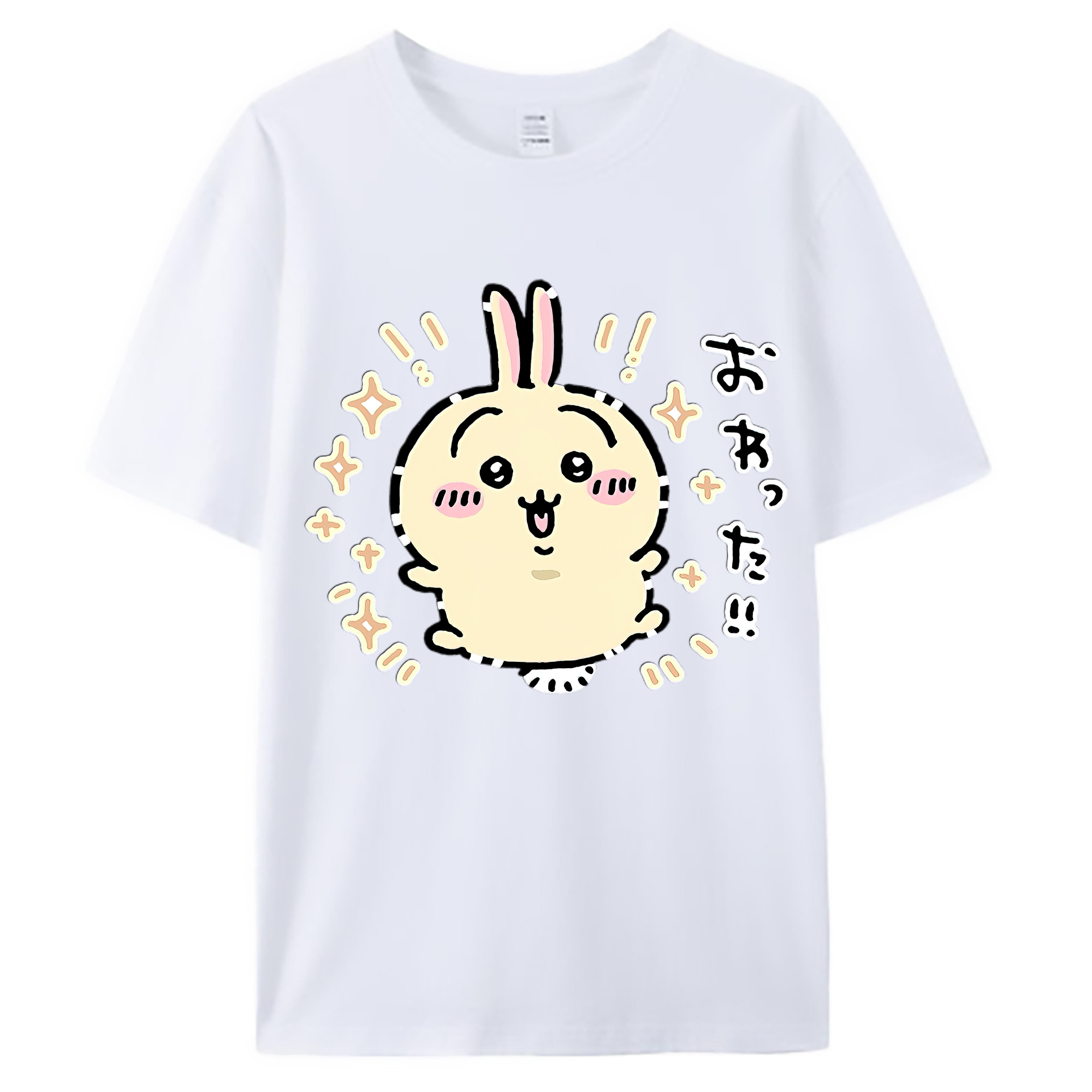 （画像用） ちいかわ うさぎ Chii-kawa usagi 綿100％ メンズ半袖Tシャツ｜肌触りやわらか＆通気性