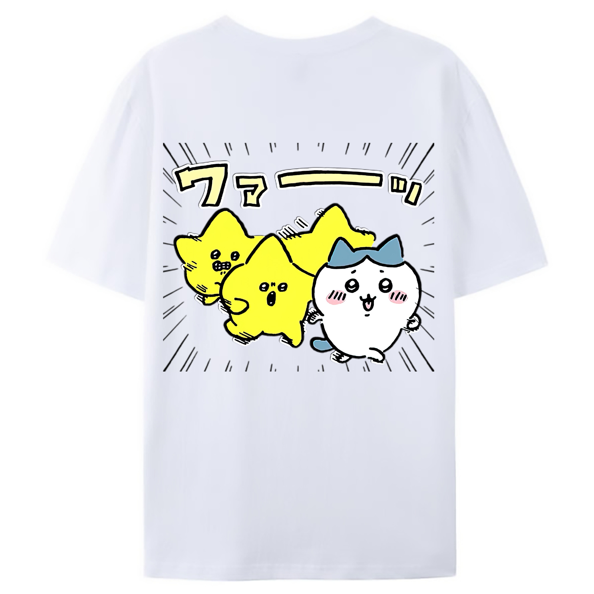 （画像用） ちいかわ 流れ星 Chii-kawa Shooting star レディース半袖Tシャツ(バックプリント)