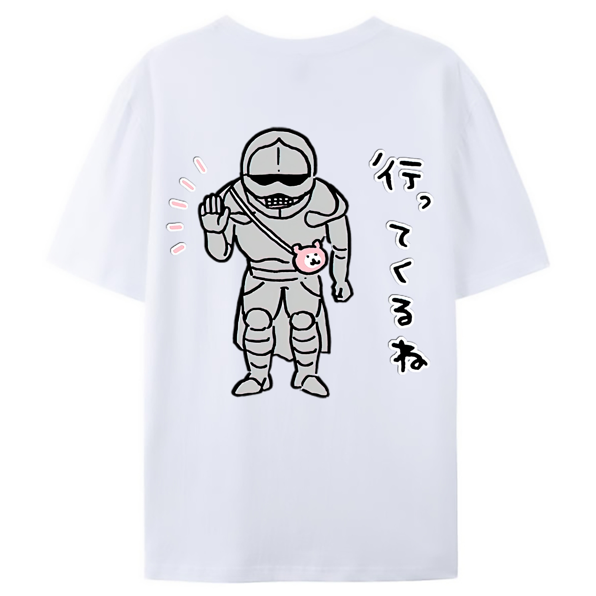 （画像用） ちいかわ 労働の鎧さん Chii-kawa Mr. Armor of Labor レディース半袖Tシャツ(バックプリント)