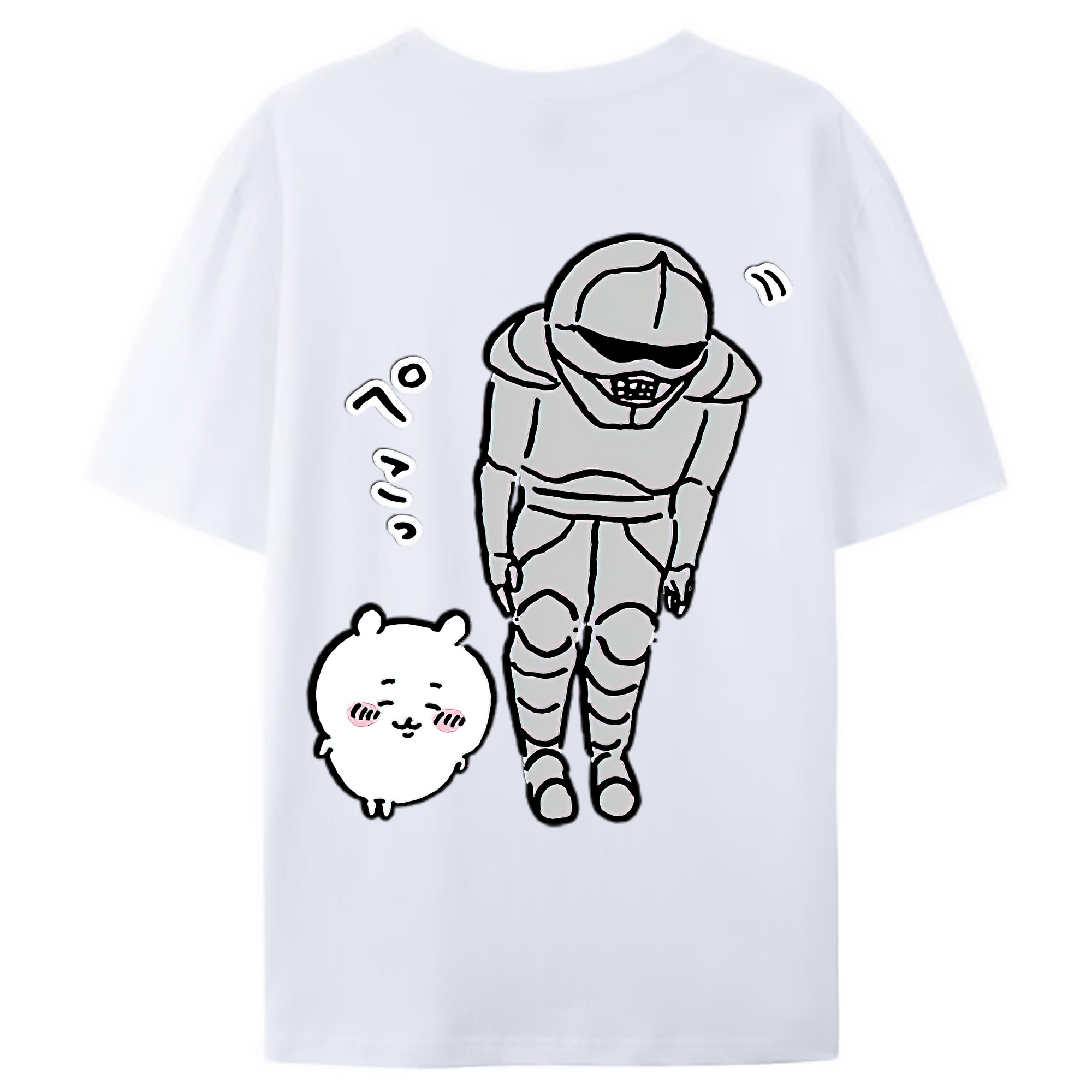 （画像用） ちいかわ 労働の鎧さん Chii-kawa Mr. Armor of Labor レディース半袖Tシャツ(バックプリント)