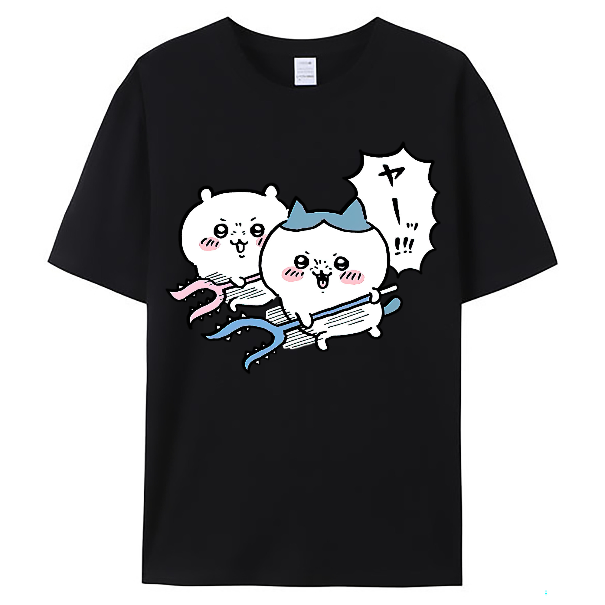 （画像用） ちいかわ ハチワレ Chii-kawa hachiware レディースカジュアルプリントTシャツ（綿100％）
