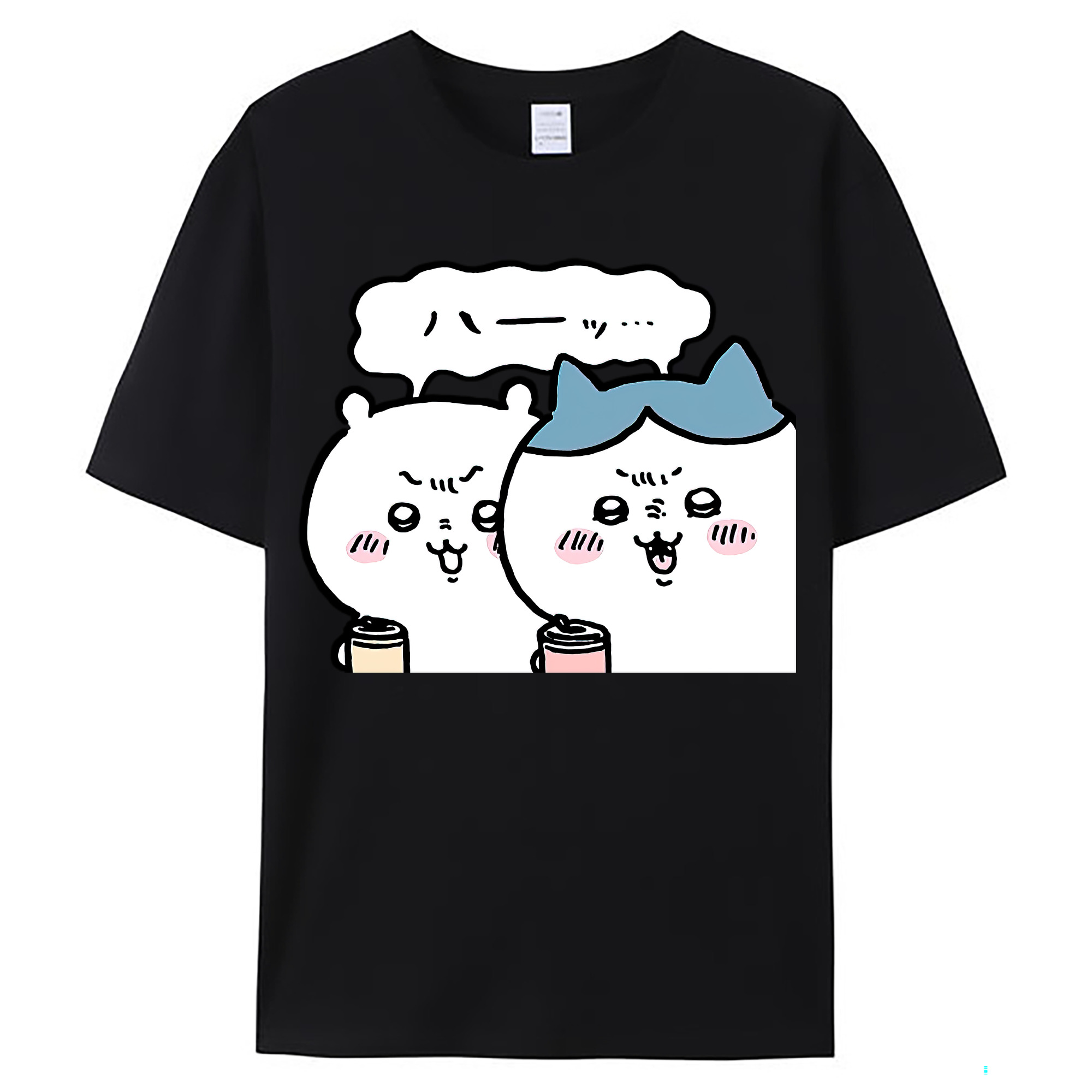 （画像用） ちいかわ ハチワレ Chii-kawa hachiware レディースカジュアルプリントTシャツ（綿100％）