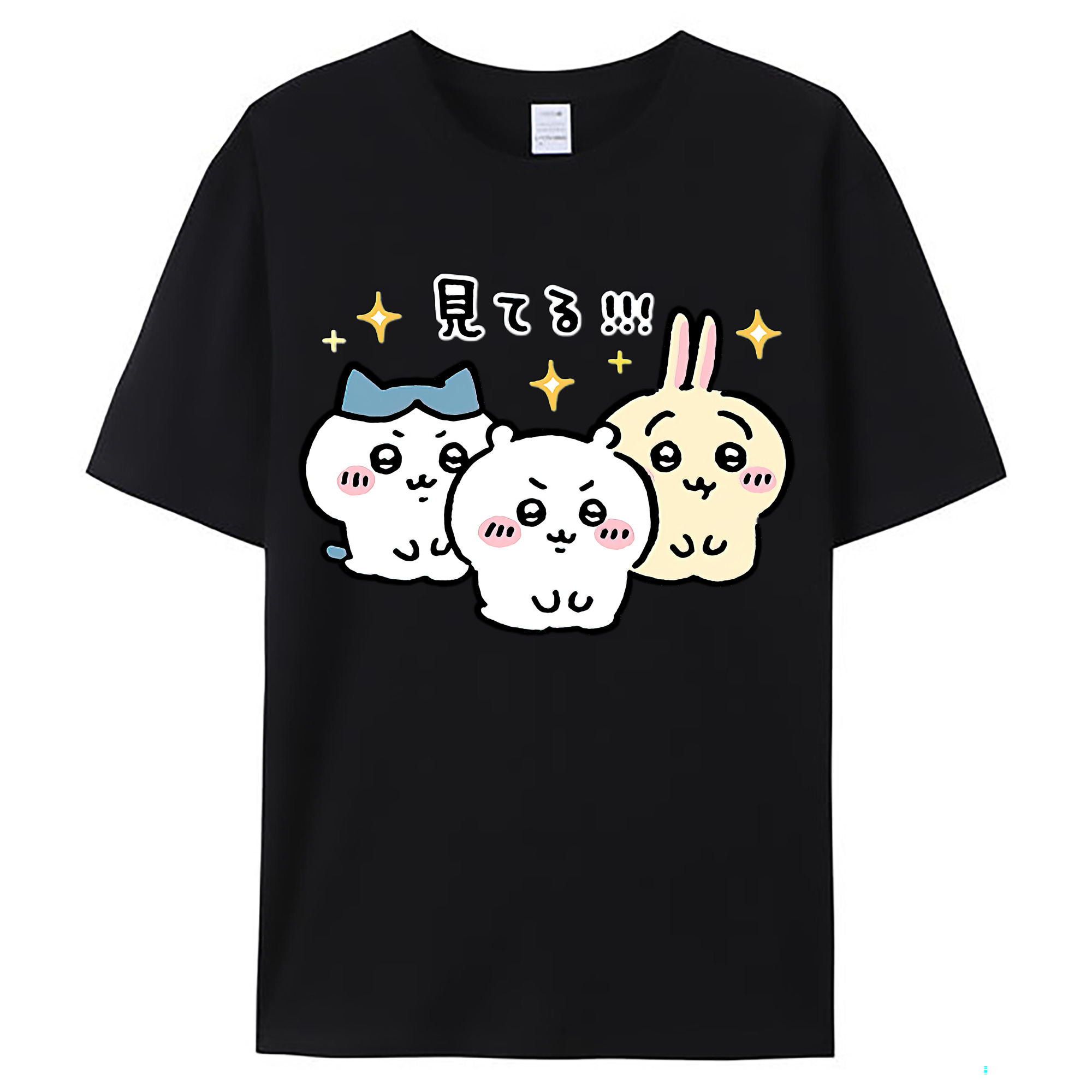 （画像用） ちいかわ ハチワレ Chii-kawa hachiware レディースカジュアルプリントTシャツ（綿100％）