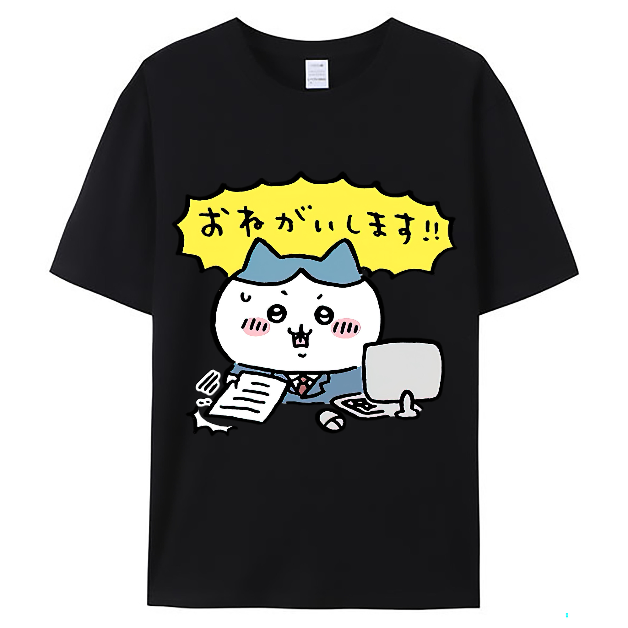 （画像用） ちいかわ ハチワレ Chii-kawa hachiware レディースカジュアルプリントTシャツ（綿100％）