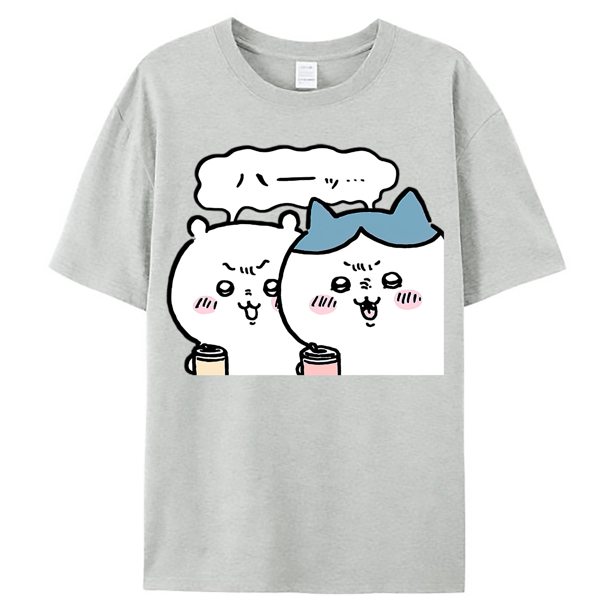 （画像用） ちいかわ ハチワレ Chii-kawa hachiware レディースカジュアルプリントTシャツ（綿100％）