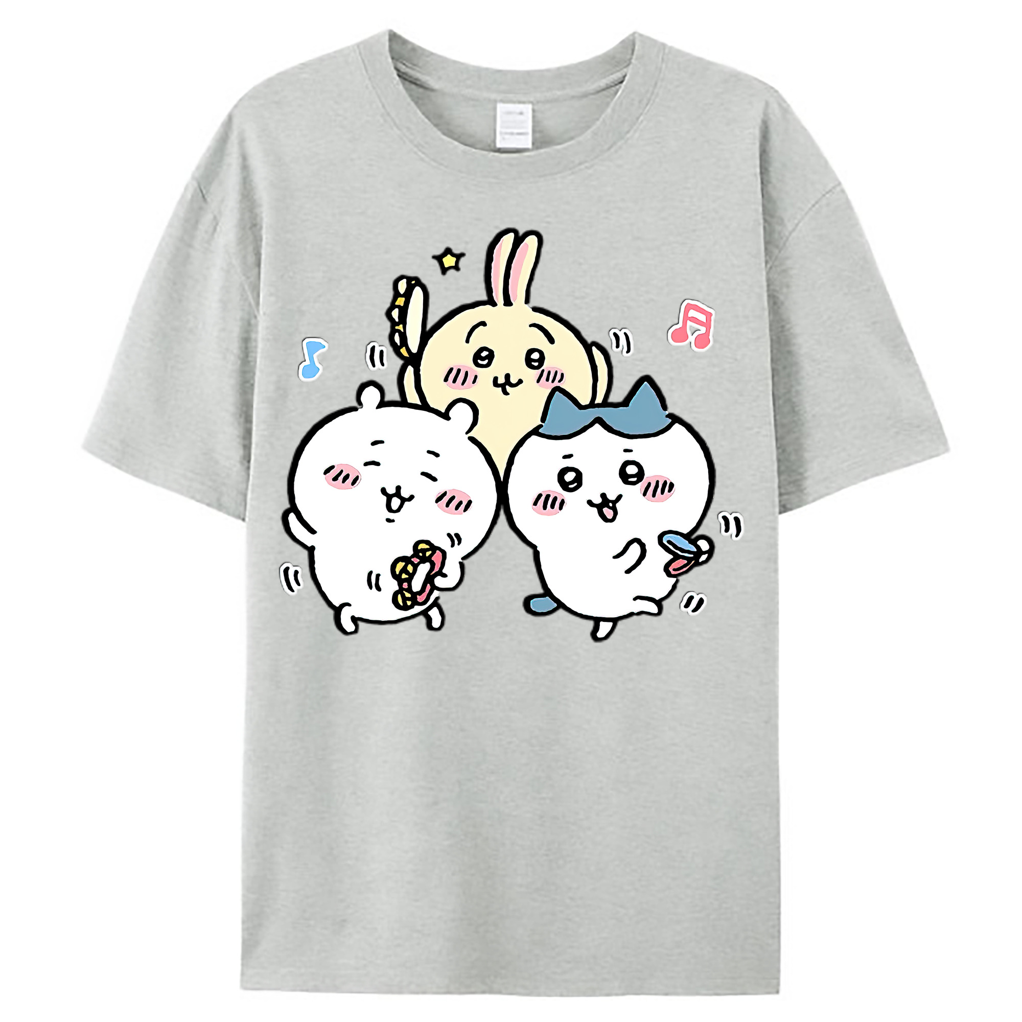 （画像用） ちいかわ ハチワレ Chii-kawa hachiware レディースカジュアルプリントTシャツ（綿100％）