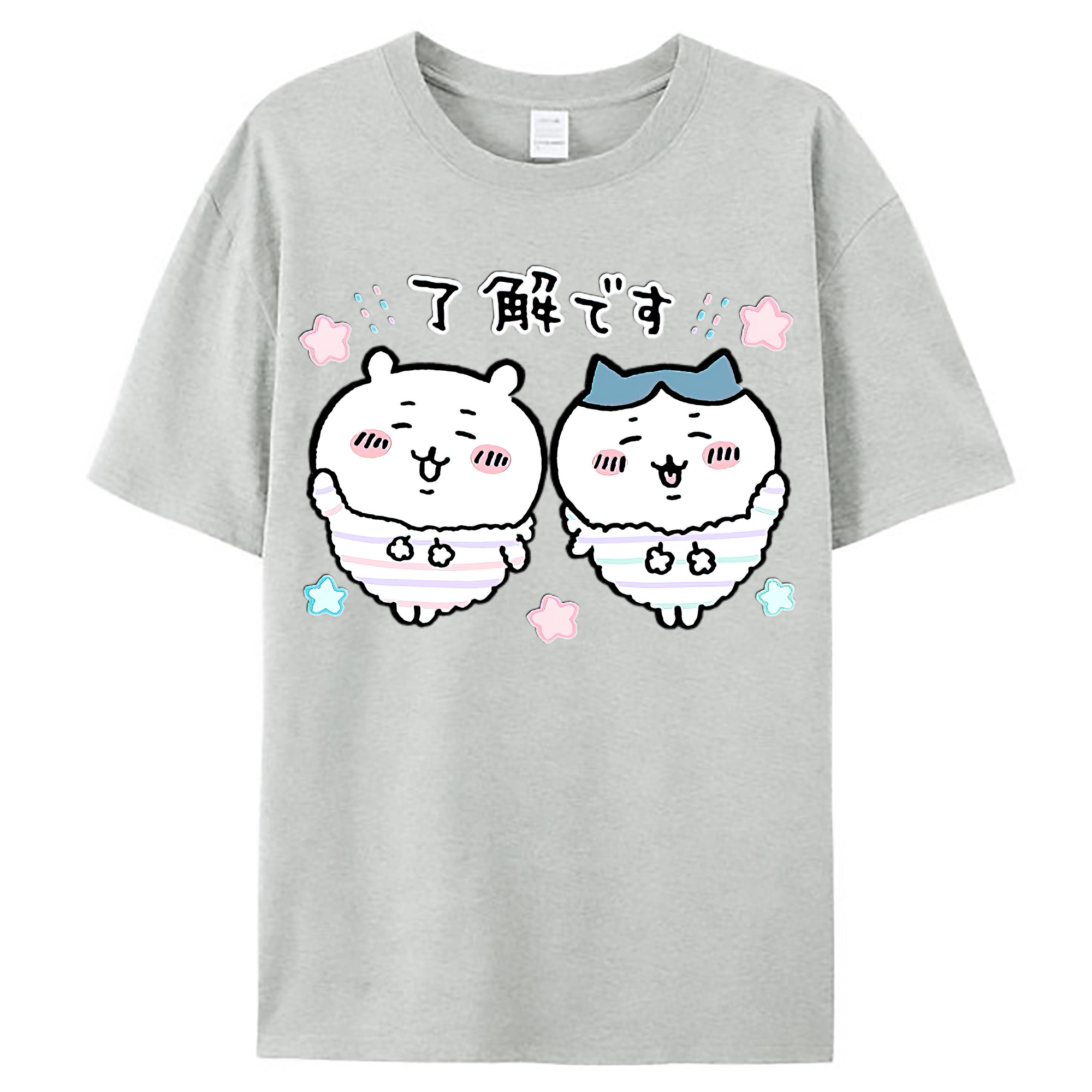 （画像用） ちいかわ ハチワレ Chii-kawa hachiware レディースカジュアルプリントTシャツ（綿100％）