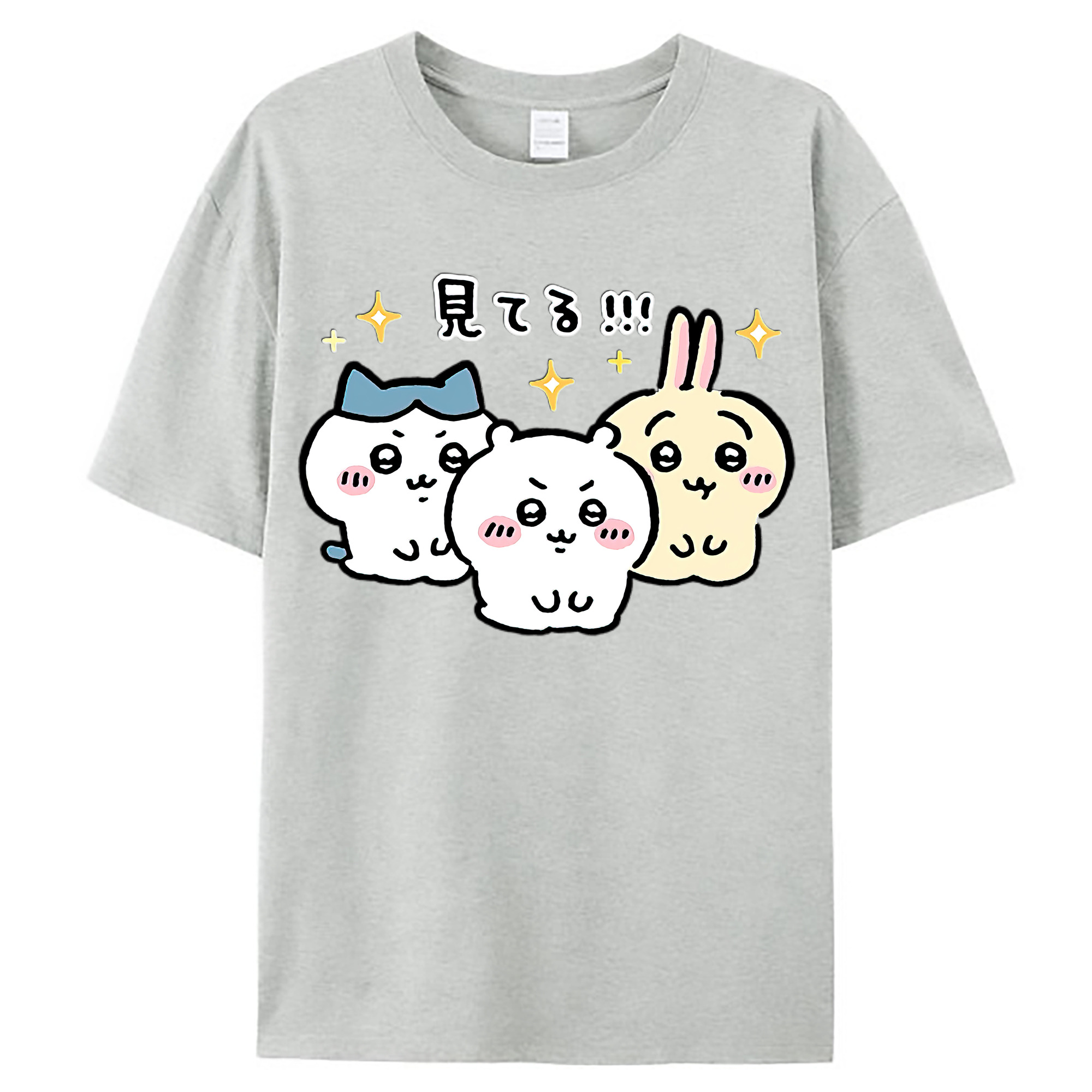 （画像用） ちいかわ ハチワレ Chii-kawa hachiware レディースカジュアルプリントTシャツ（綿100％）