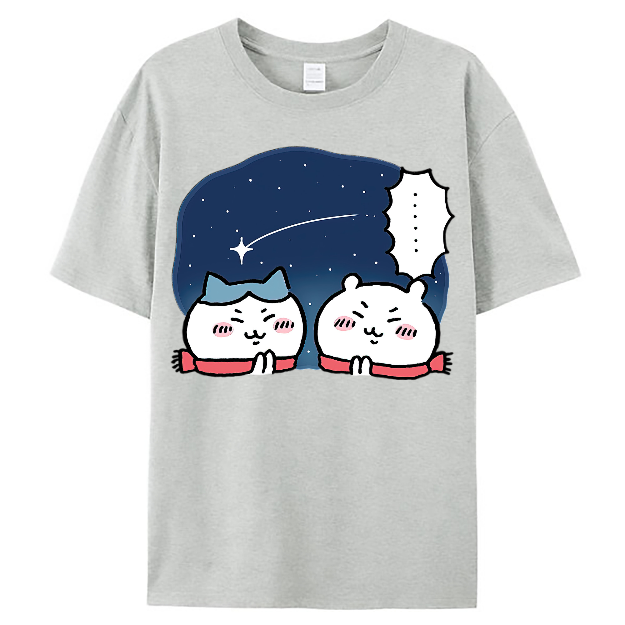 （画像用） ちいかわ ハチワレ Chii-kawa hachiware レディースカジュアルプリントTシャツ（綿100％）