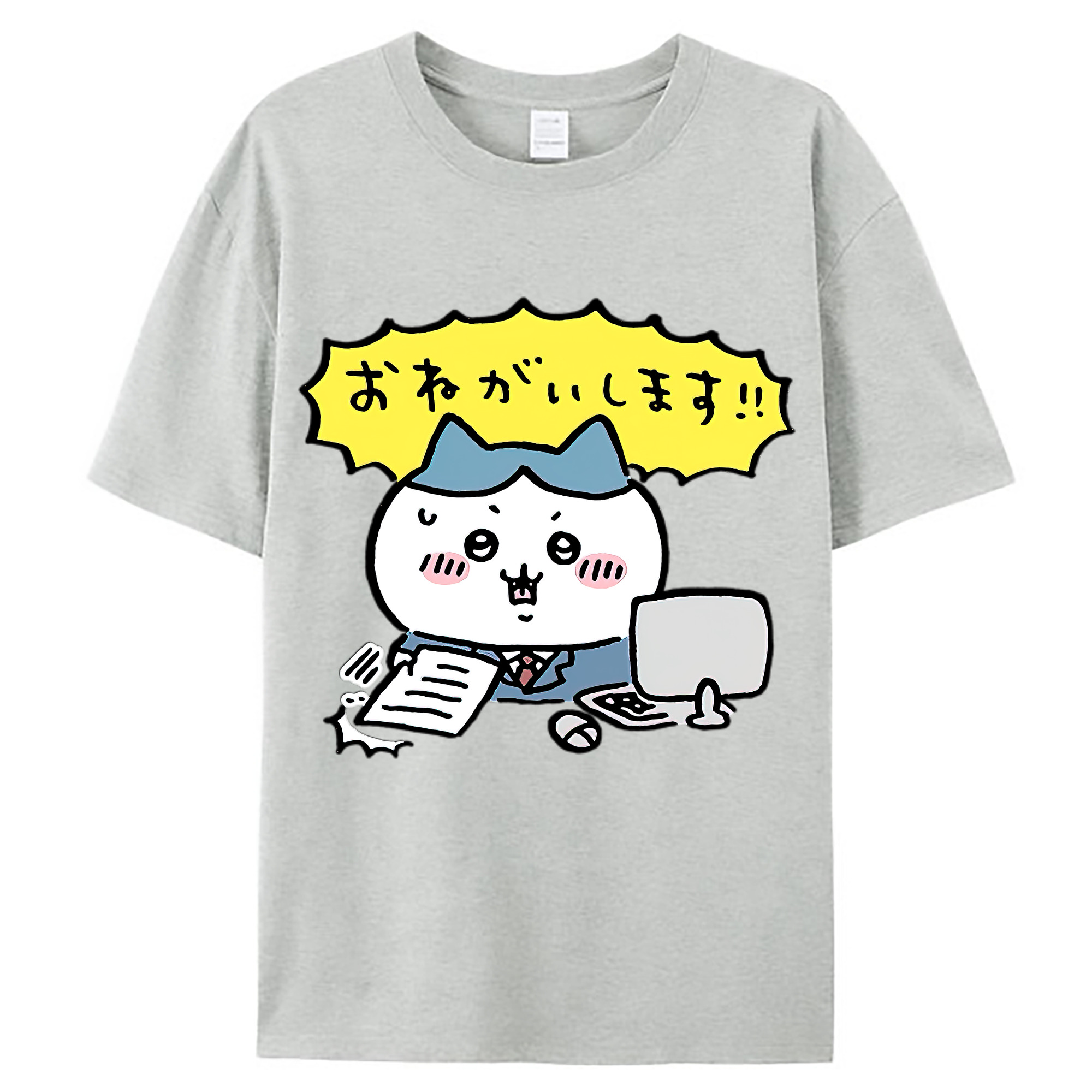（画像用） ちいかわ ハチワレ Chii-kawa hachiware レディースカジュアルプリントTシャツ（綿100％）