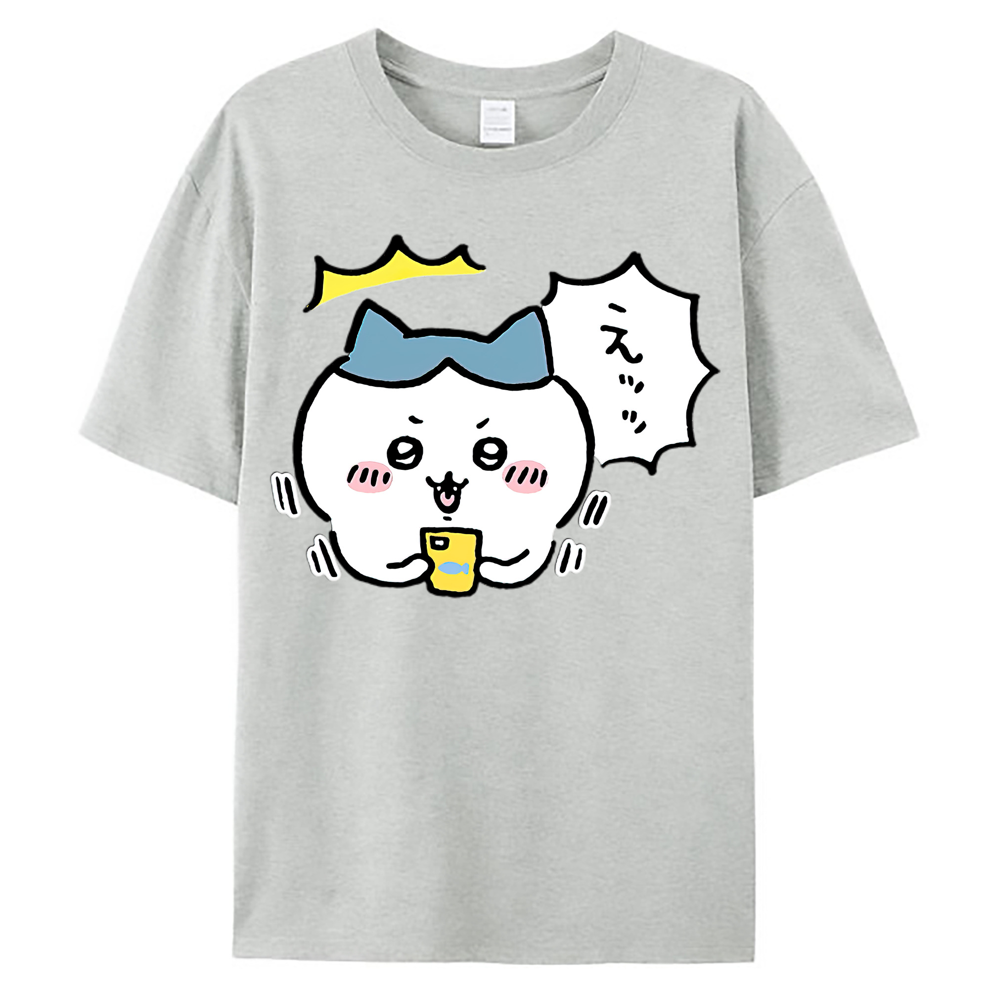 （画像用） ちいかわ ハチワレ Chii-kawa hachiware レディースカジュアルプリントTシャツ（綿100％）
